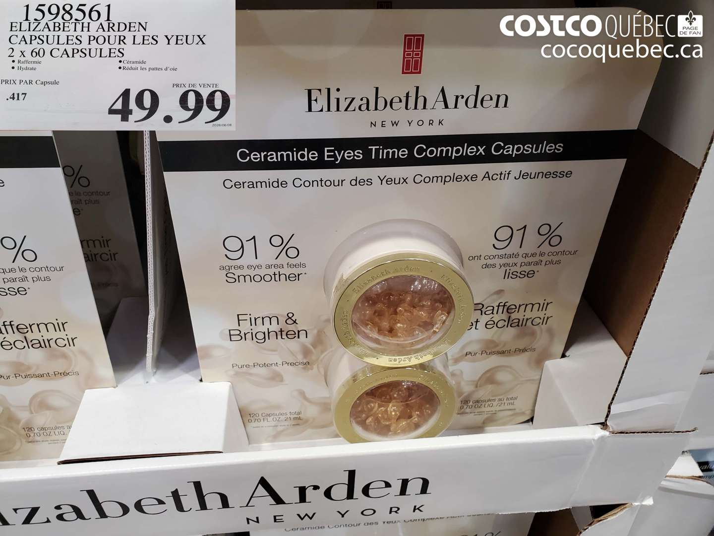1598561 ELIZABETH ARDEN CAPSULES POUR LES YEUX 2 X 60 CAPSULES $49.99