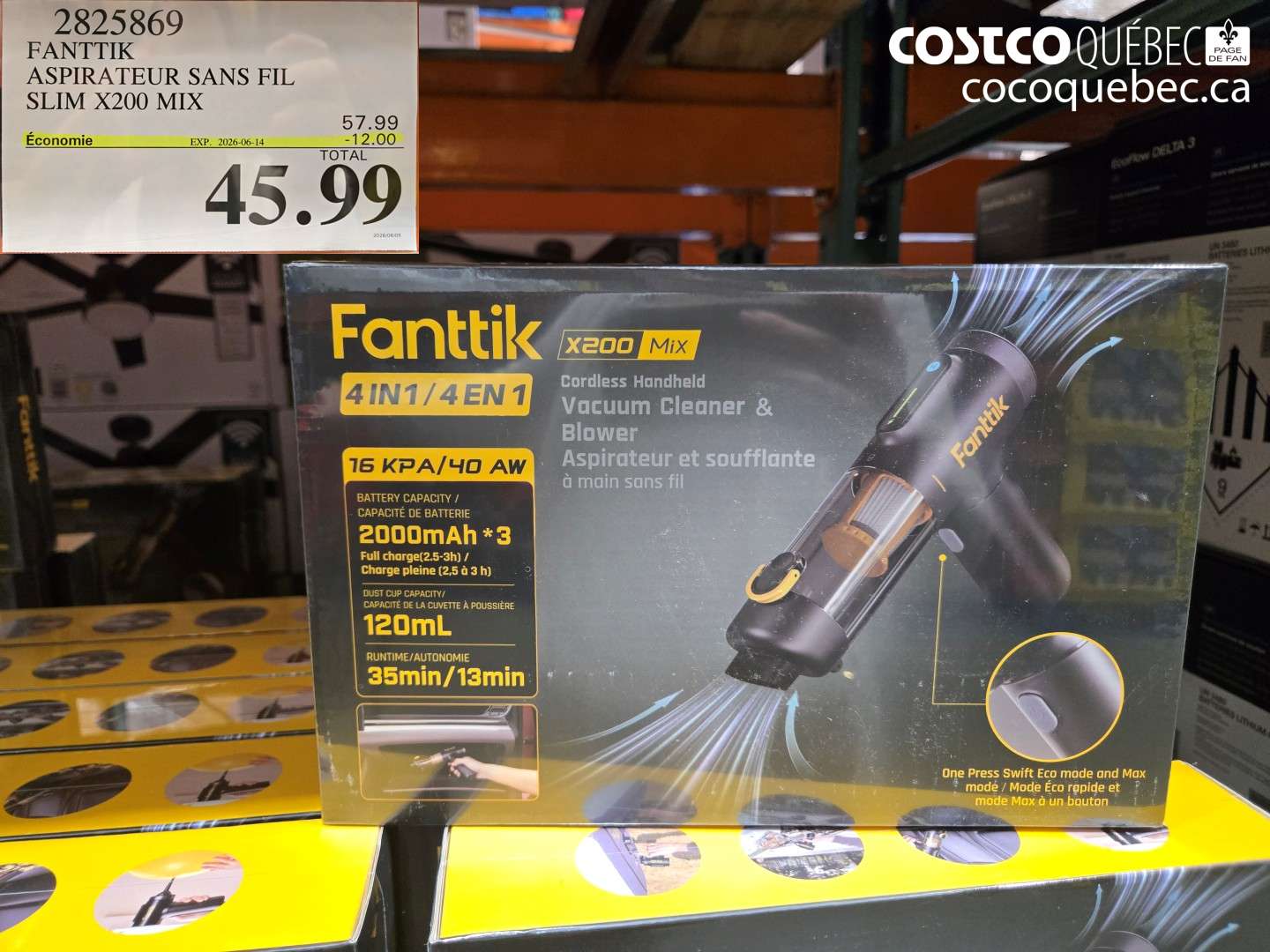 2825869 FANTTIK ASPIRATEUR SANS FIL SLIM X200 MIX ($12.00 INSTANT SAVINGS EXPIRES ON 2026-06-14) $45.99