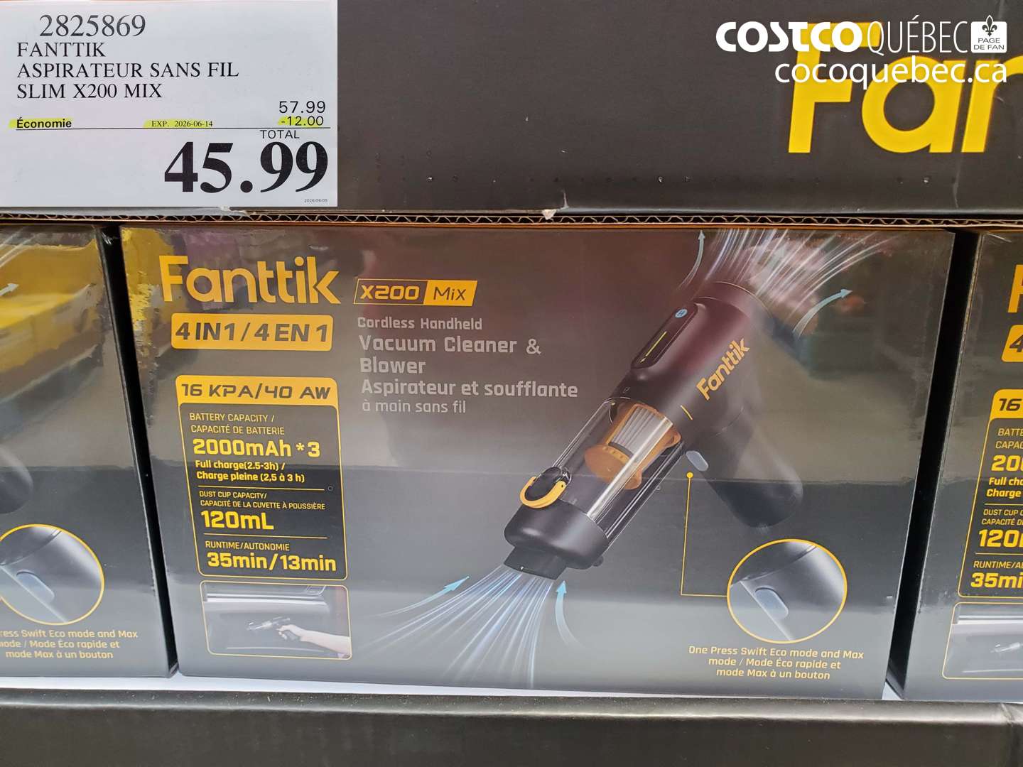2825869 FANTTIK ASPIRATEUR SANS FIL SLIM X200 MIX ($12.00 INSTANT SAVINGS EXPIRES ON 2026-06-14) $45.99