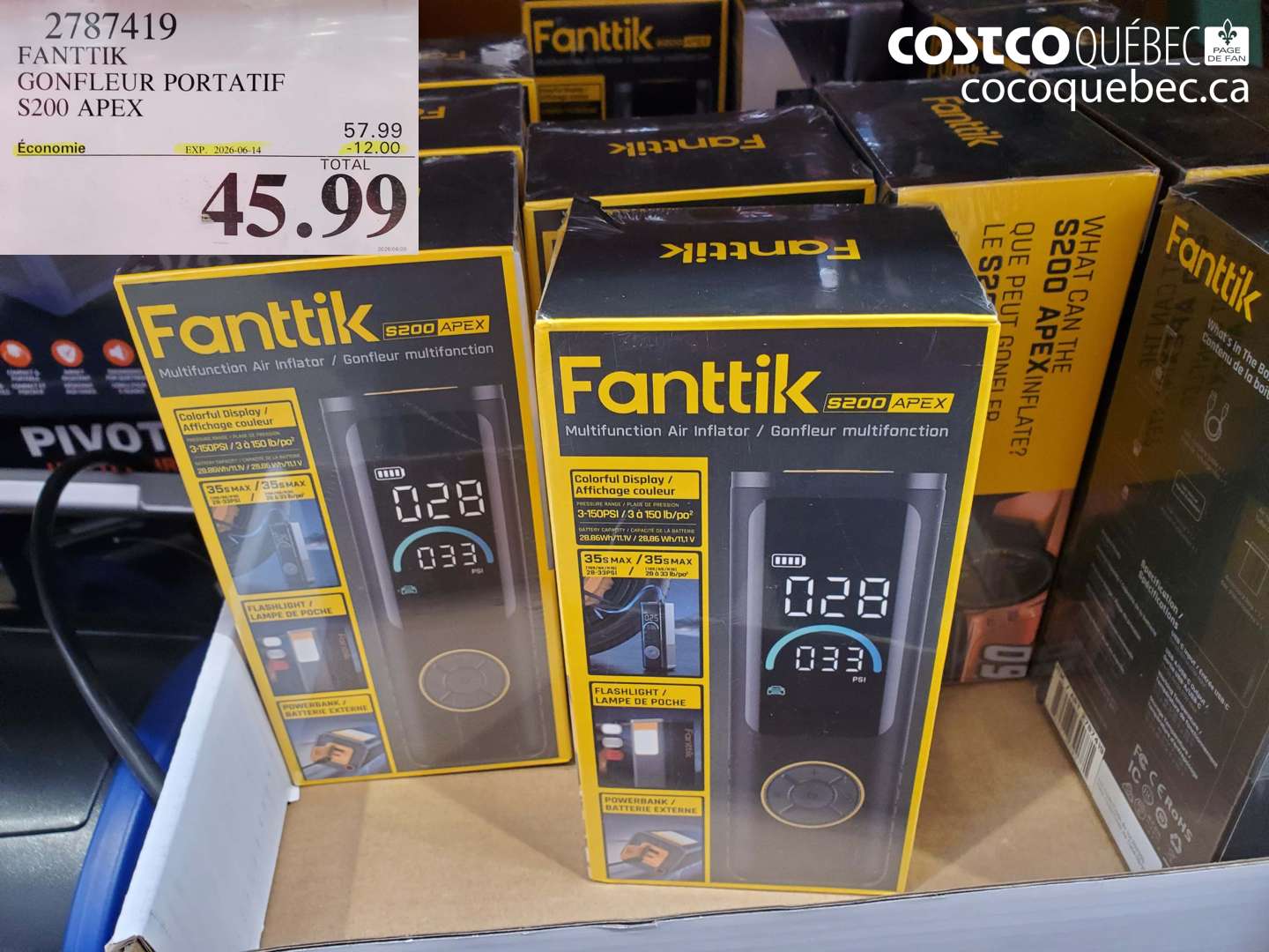 2787419 FANTTIK GONFLEUR PORTATIF S200 APEX ($12.00 INSTANT SAVINGS EXPIRES ON 2026-06-14) $45.99