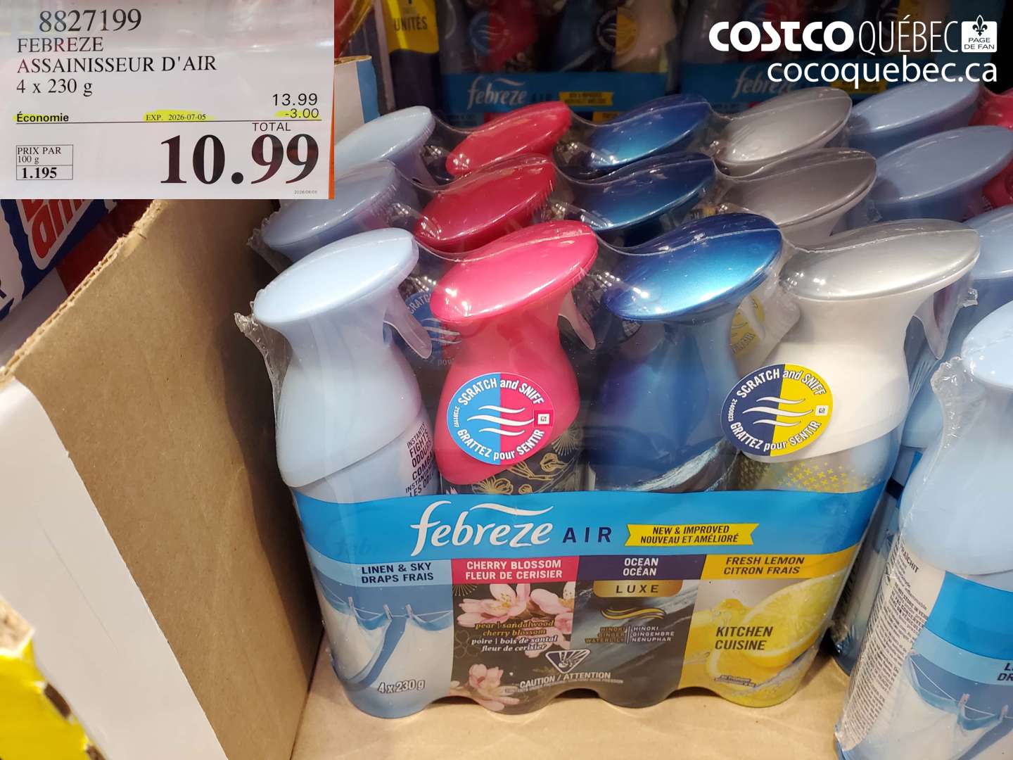 8827199 FEBREZE ASSAINISSEUR D'AIR 4 X 230 G ($3.00 INSTANT SAVINGS EXPIRES ON 2026-07-05) $10.99