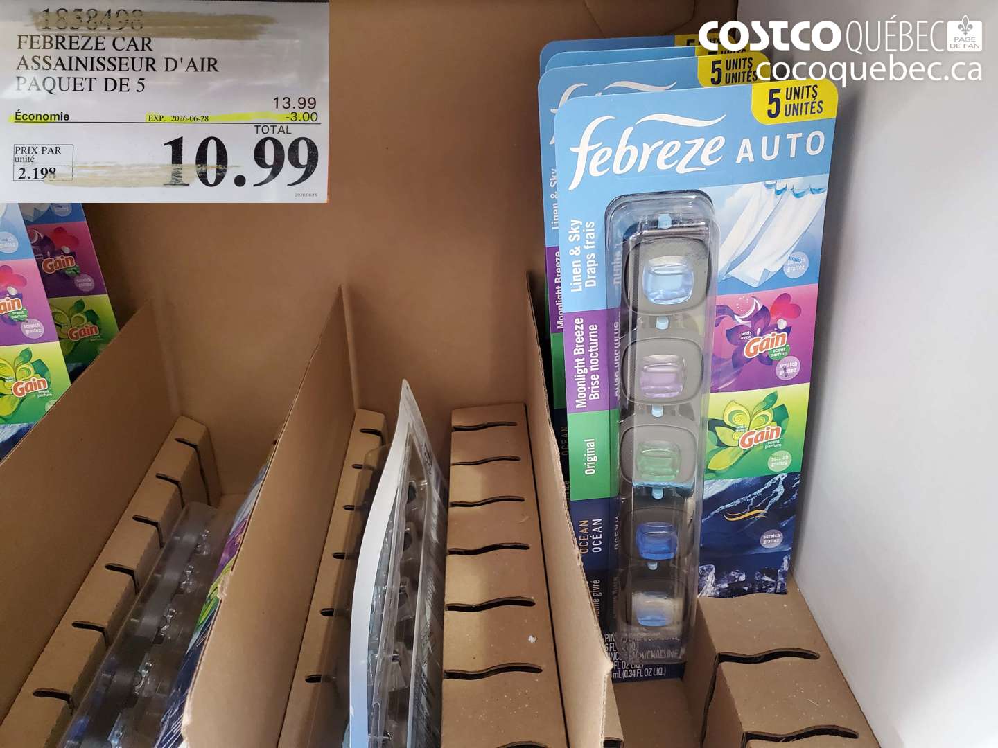 1858498 FEBREZE CAR ASSAINISSEUR D'AIR PAQUET DE 5 ($3.00 INSTANT SAVINGS EXPIRES ON 2026-06-28) $10.99