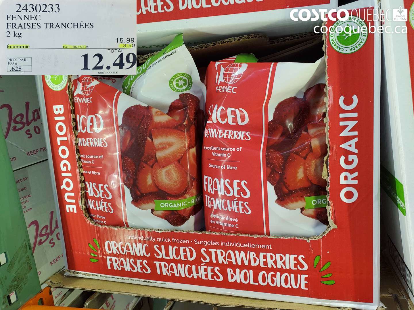 2430233 FENNEC FRAISES TRANCHÉES 2 KG ($3.50 INSTANT SAVINGS EXPIRES ON 2026-07-05) $12.49