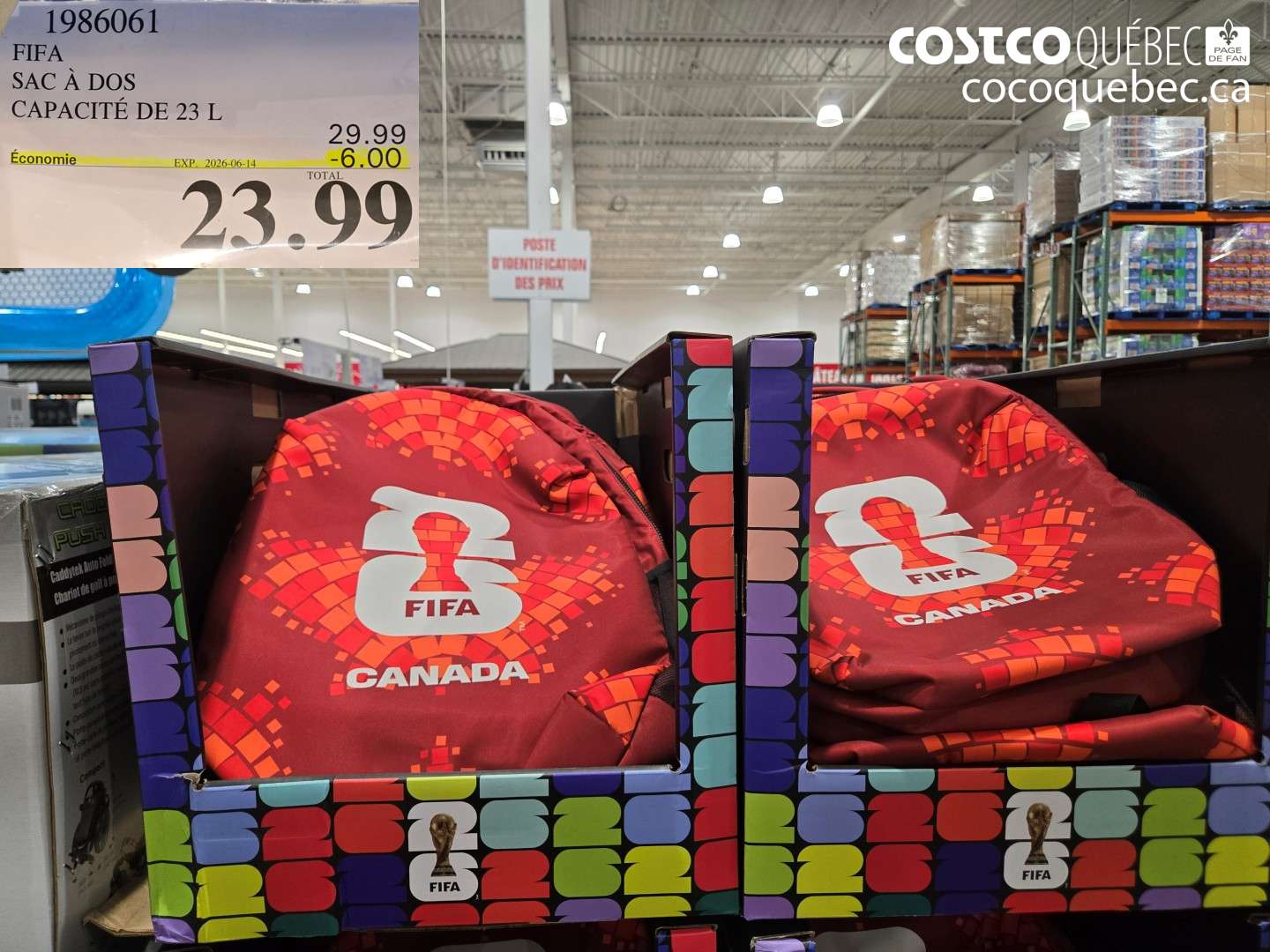 1986061 FIFA SAC À DOS CAPACITÉ DE 23 L ($6.00 INSTANT SAVINGS EXPIRES ON 2026-06-14) $23.99