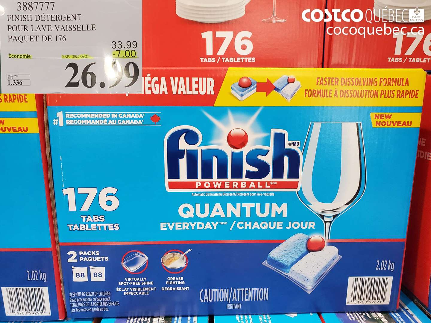 3887777 FINISH DÉTERGENT POUR LAVE-VAISSELLE PAQUET DE 176 ($7.00 INSTANT SAVINGS EXPIRES ON 2026-06-21) $26.99