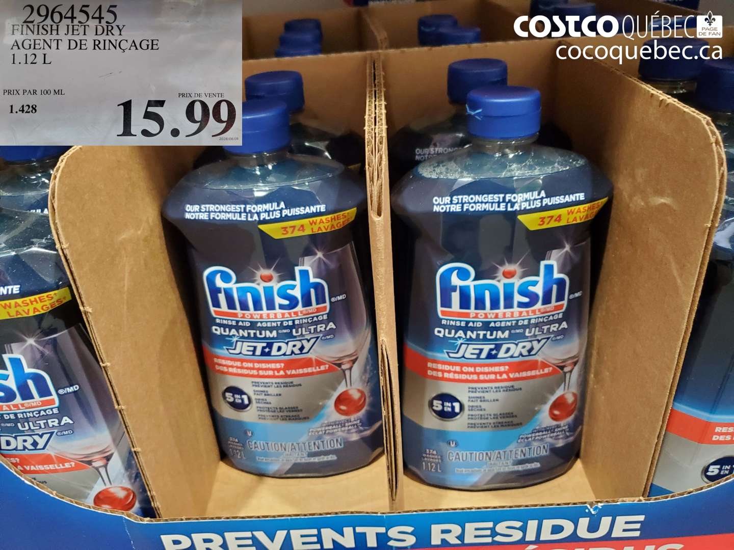 2964545 FINISH JET DRY AGENT DE RINÇAGE 1.12 L $15.99