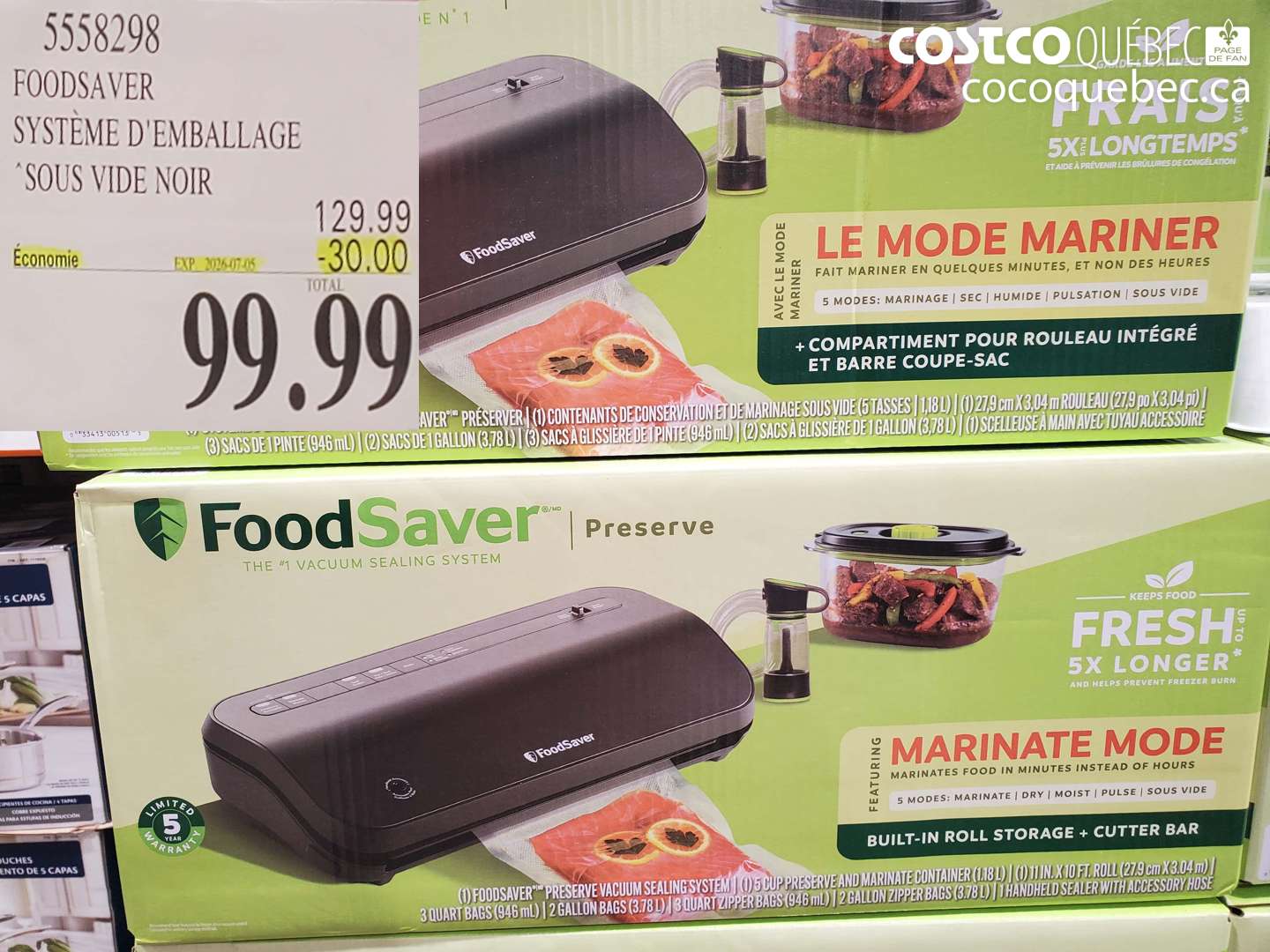 5558298 FOODSAVER SYSTÈME D'EMBALLAGE SOUS VIDE NOIR ($30.00 INSTANT SAVINGS EXPIRES ON 2025-07-05) $99.99