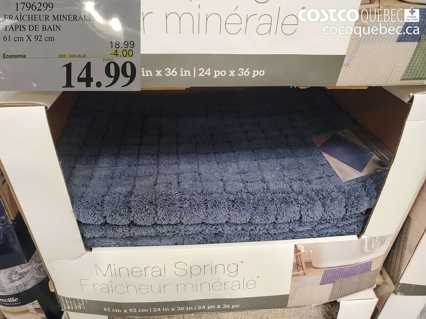 1796299 FRAÎCHEUR MINÉRALE TAPIS DE BAIN61 CM X 92 CM ($4.00 INSTANT SAVINGS EXPIRES ON 2026-06-28) $14.99