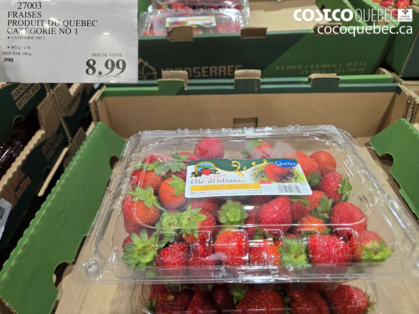 27003 FRAISES PRODUIT DU QUEBEC CATEGORIE NO 1 $8.99