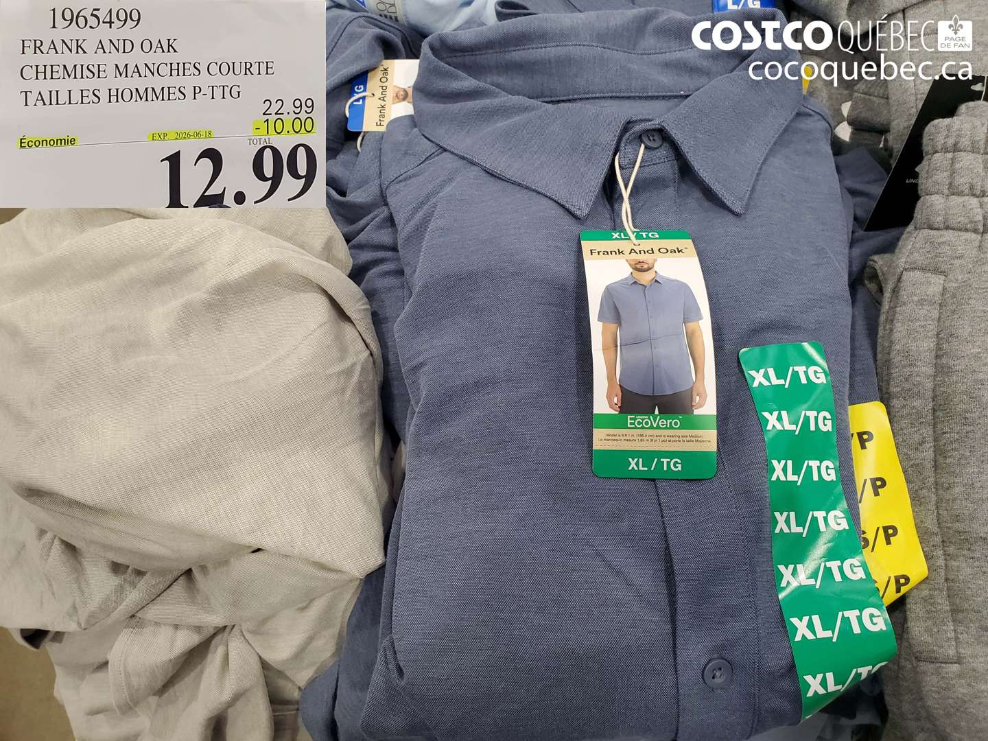 1965499 FRANK AND OAK CHEMISE MANCHES COURTE TAILLES HOMMES P-TTG ($10.00 INSTANT SAVINGS EXPIRES ON 2026-06-18) $12.99