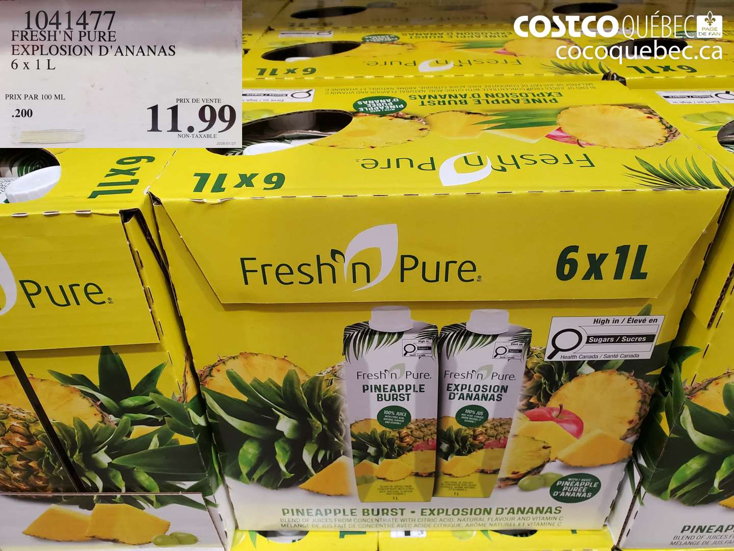 1041477 FRESH'N PURE EXPLOSION D'ANANAS 6 X 1 L $11.99