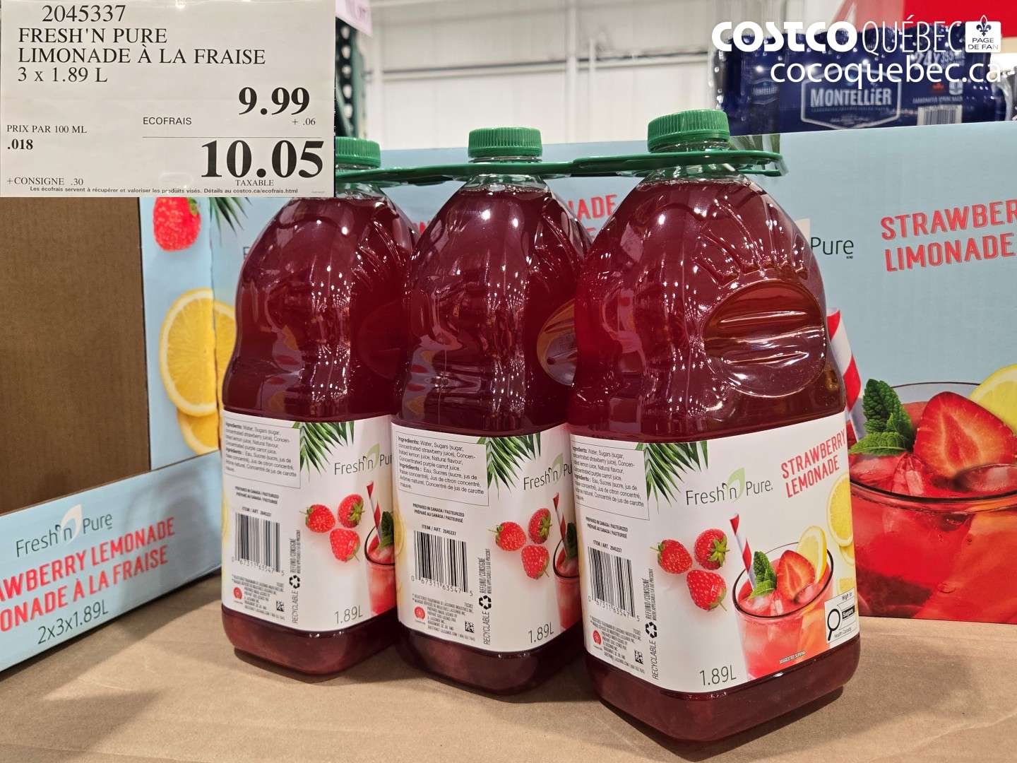 2045337 FRESH'N PURE LIMONADE À LA FRAISE 3 X 1.89 L $9.99