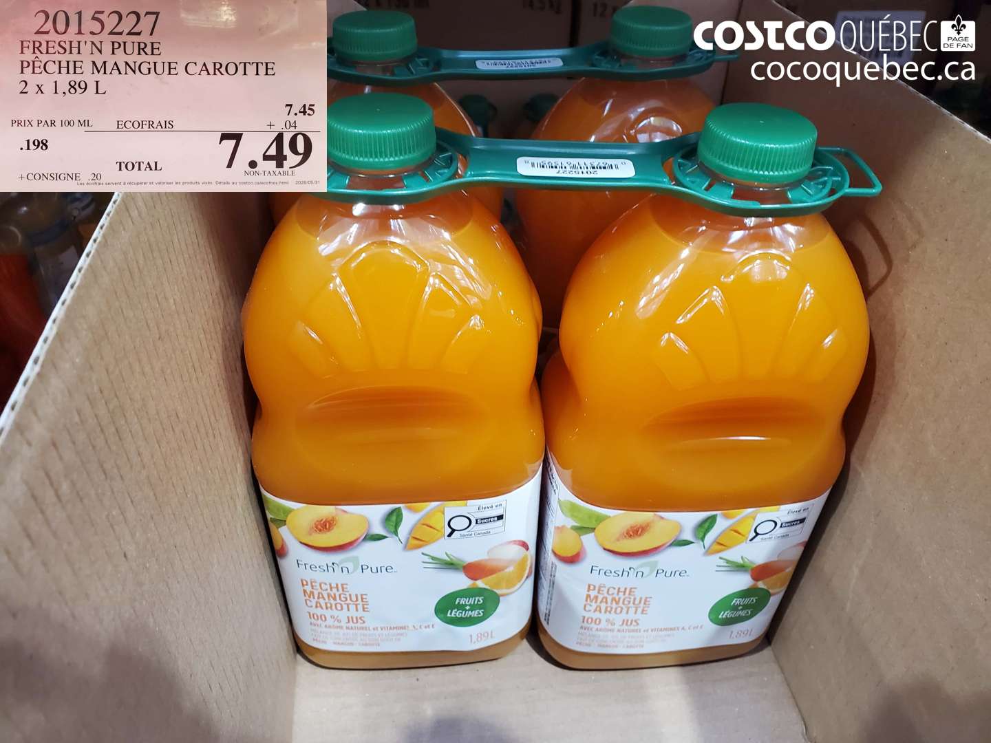 2015227 FRESH'N PURE PÊCHE MANGUE CAROTTE 2 X 1.89 ML $7.49