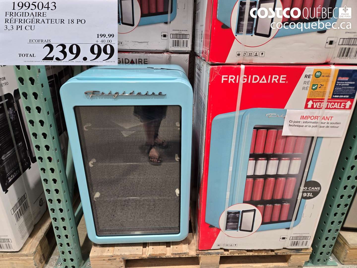 1995043 FRIGIDAIRE RÉFRIGÉRATEUR 18 PO 3.3 PI CU $239.99