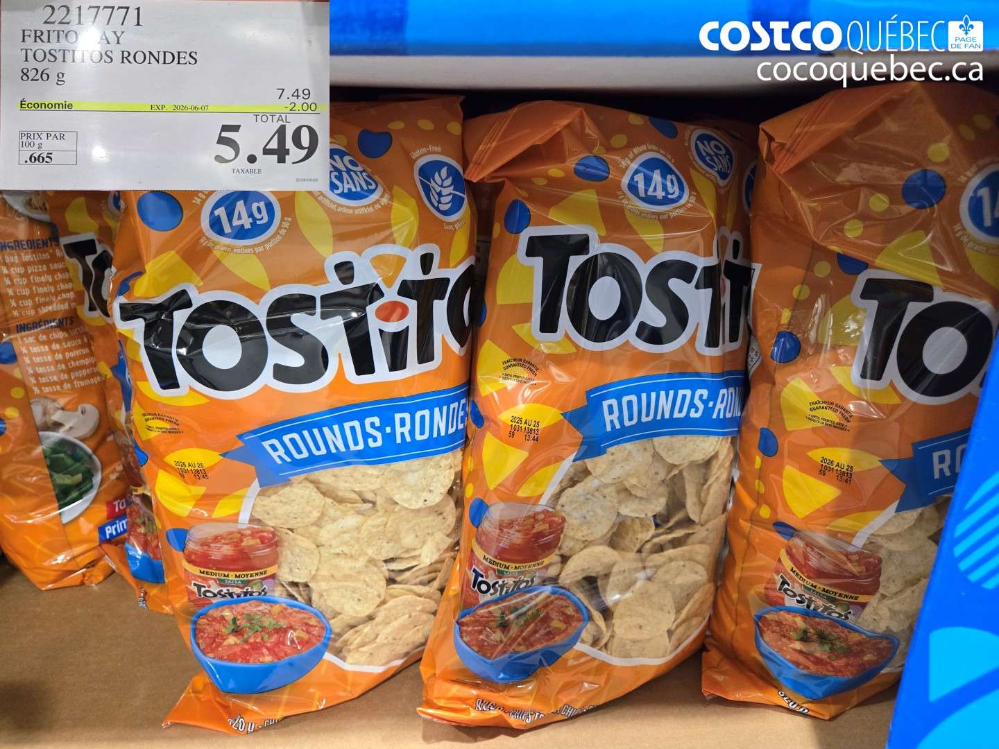 2217771 FRITO LAY TOSTITOS RONDES ($2.00 INSTANT SAVINGS EXPIRES ON 2026-06-07) $5.49