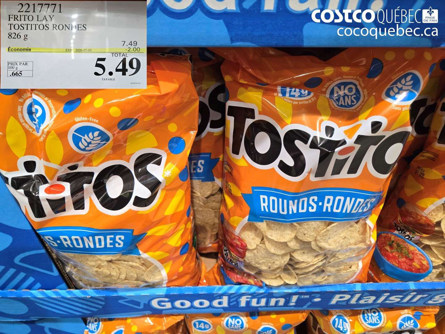 2217771 FRITO LAY TOSTITOS RONDES ($2.00 INSTANT SAVINGS EXPIRES ON 2026-07-05) $5.49
