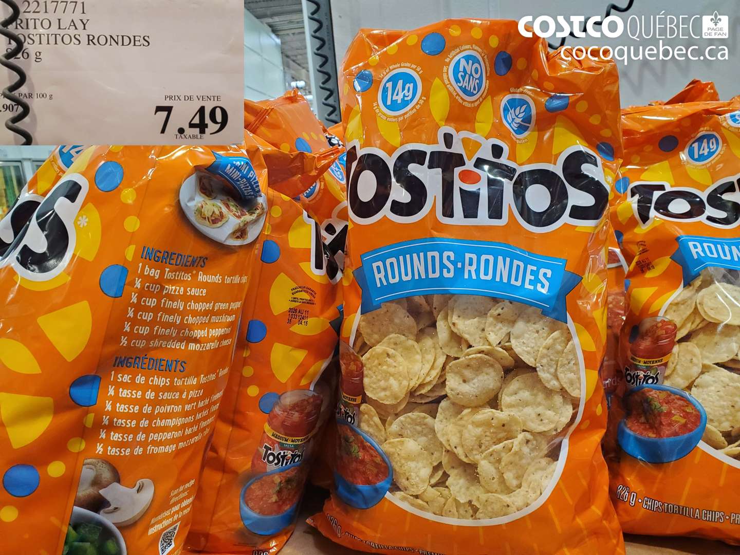 2217771 FRITO LAY TOSTITOS RONDES 826 G $7.49