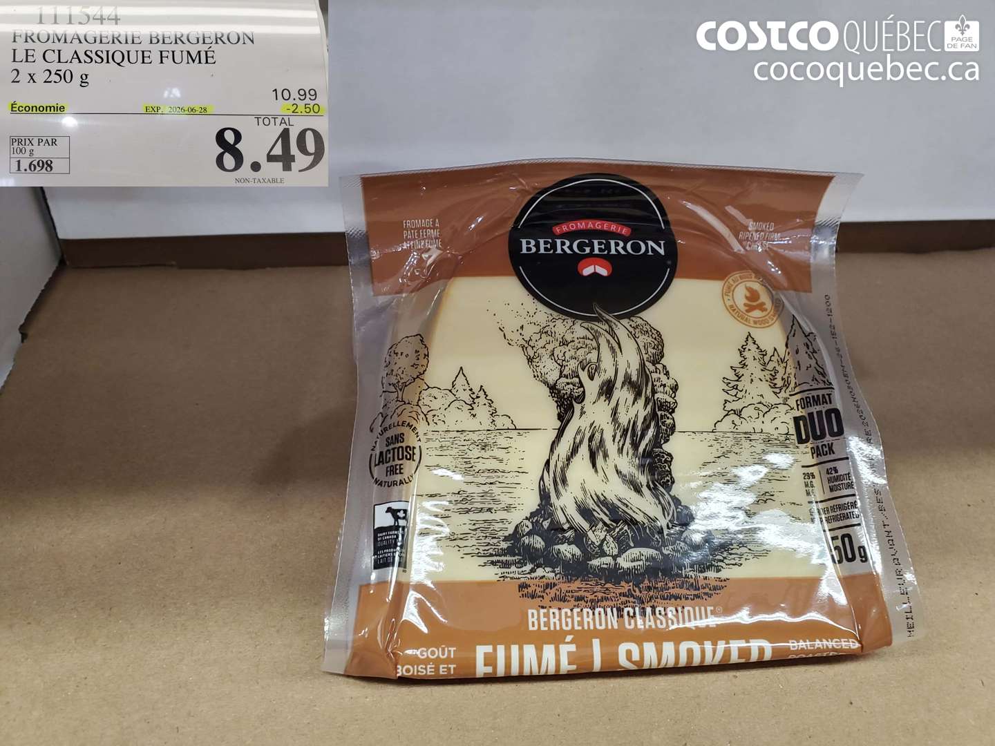 111544 FROMAGERIE BERGERON LE CLASSIQUE FUMÉ 2 X 250 G ($2.50 INSTANT SAVINGS EXPIRES ON 2026-06-28) $8.49