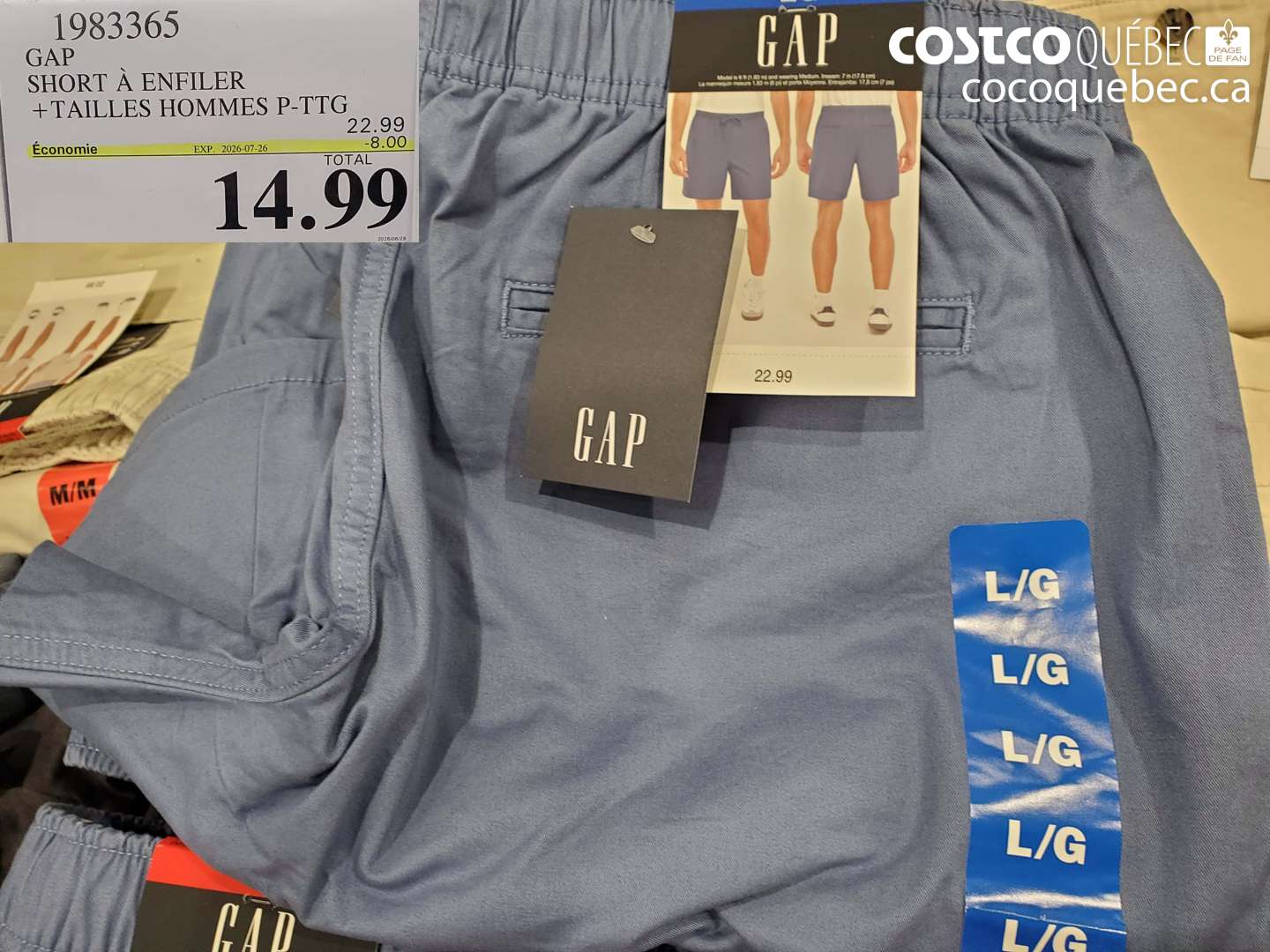 1983365 GAP SHORT À ENFILER + TAILLES HOMMES P-TTG ($8.00 INSTANT SAVINGS EXPIRES ON 2026-07-26) $14.99