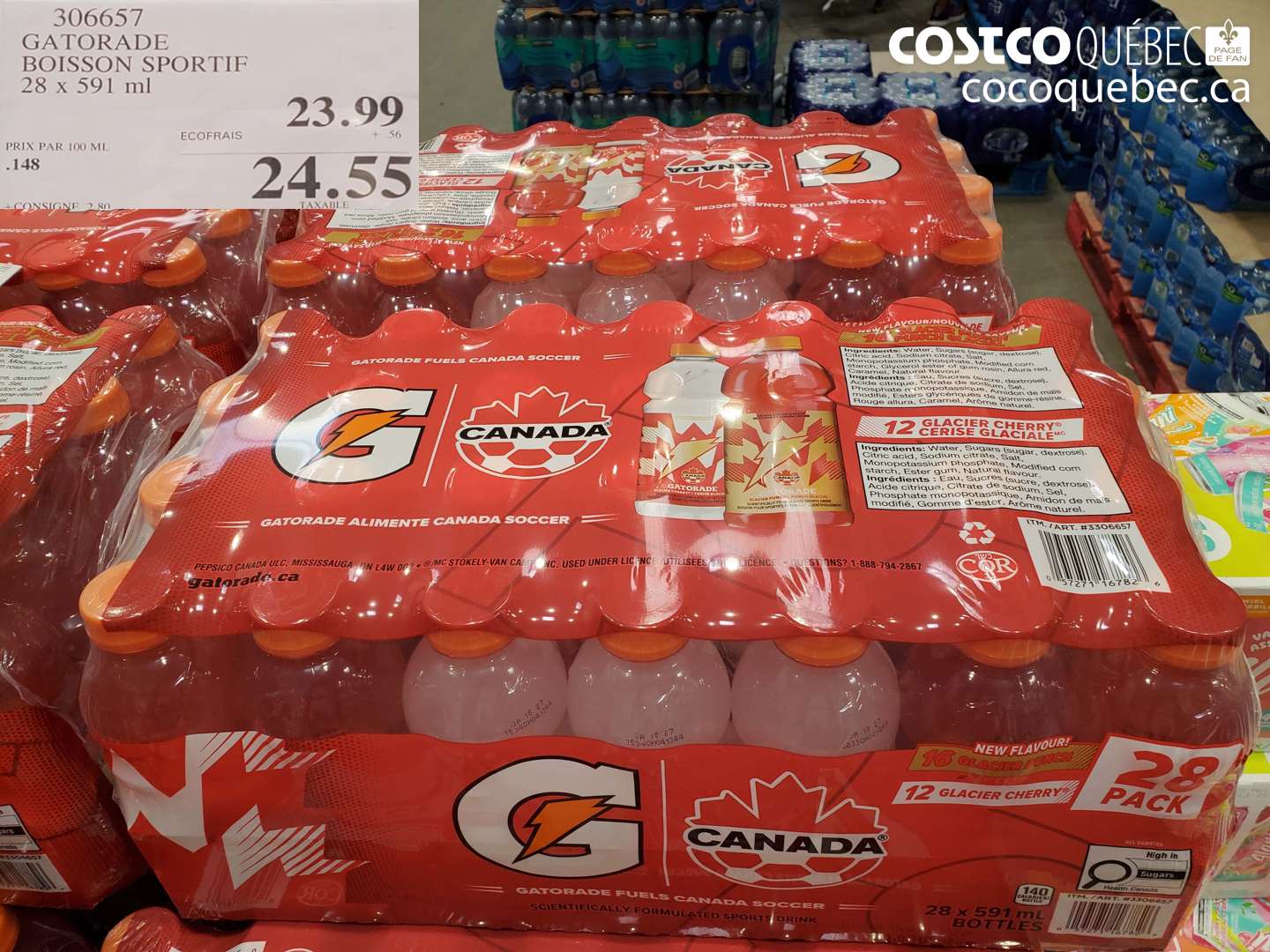 306657 GATORADE BOISSON SPORTIF 28 X 591 ML $23.99
