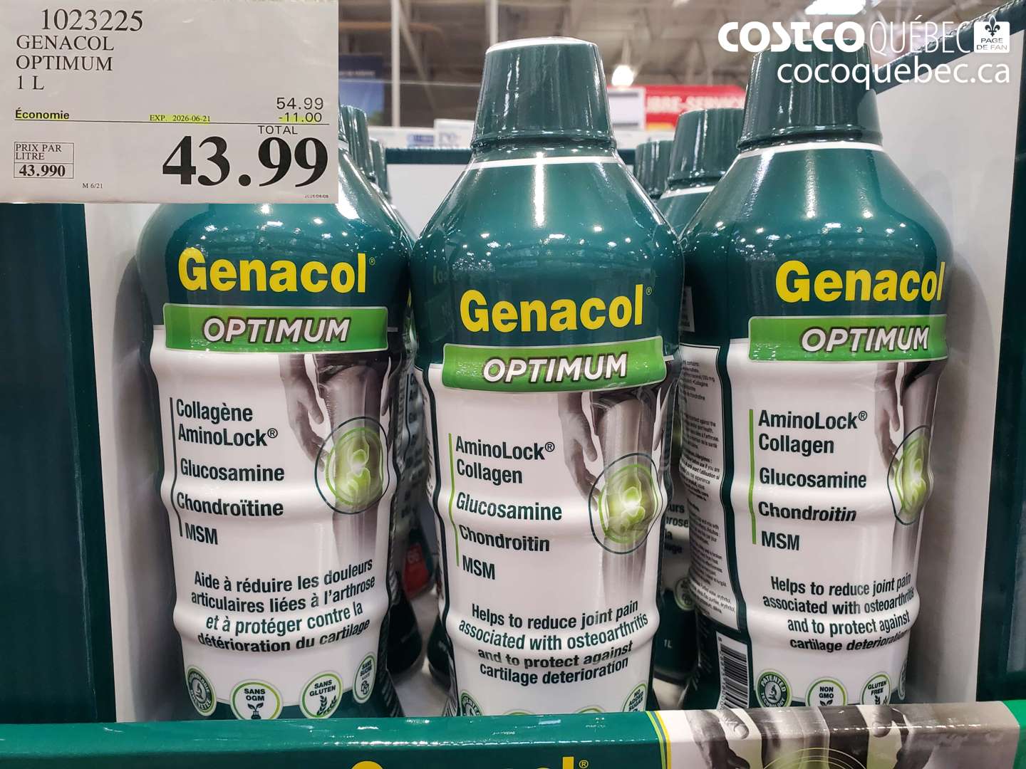 1023225 GENACOL OPTIMUM 1 L ($11.00 INSTANT SAVINGS EXPIRES ON 2026-06-21) $43.99