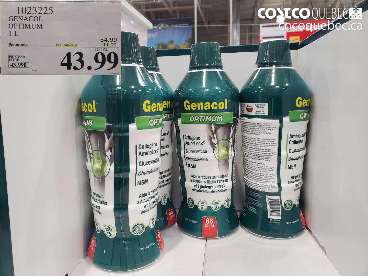 1023225 GENACOL OPTIMUM 1 L ($11.00 INSTANT SAVINGS EXPIRES ON 2026-06-21) $43.99