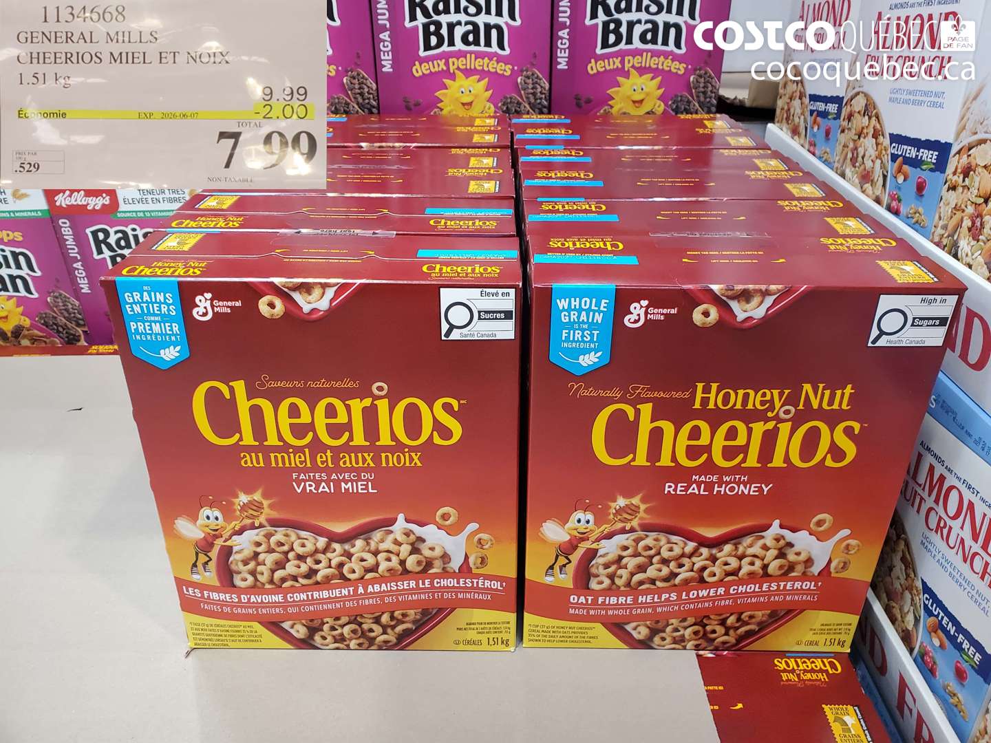 1134668 GENERAL MILLS CHEERIOS MIEL ET NOIX 1.51 KG ($2.00 INSTANT SAVINGS EXPIRES ON 2026-06-07) $7.99
