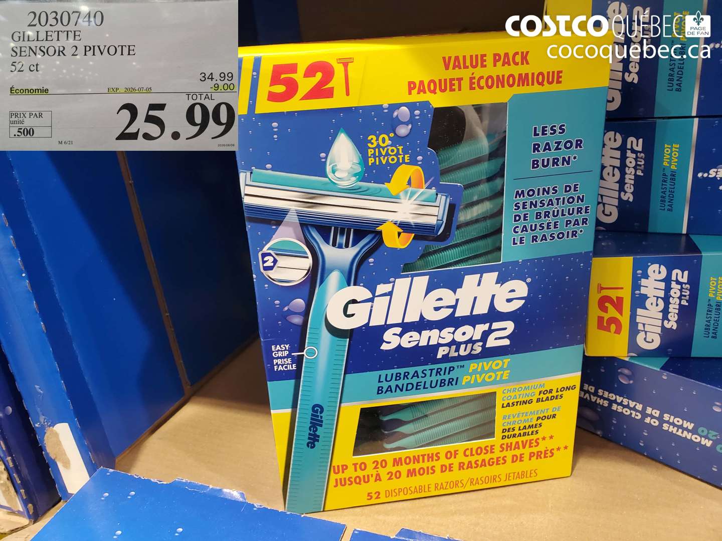 2030740 GILLETTE SENSOR 2 PIVOTE 52 CT ($9.00 INSTANT SAVINGS EXPIRES ON 2026-07-05) $25.99