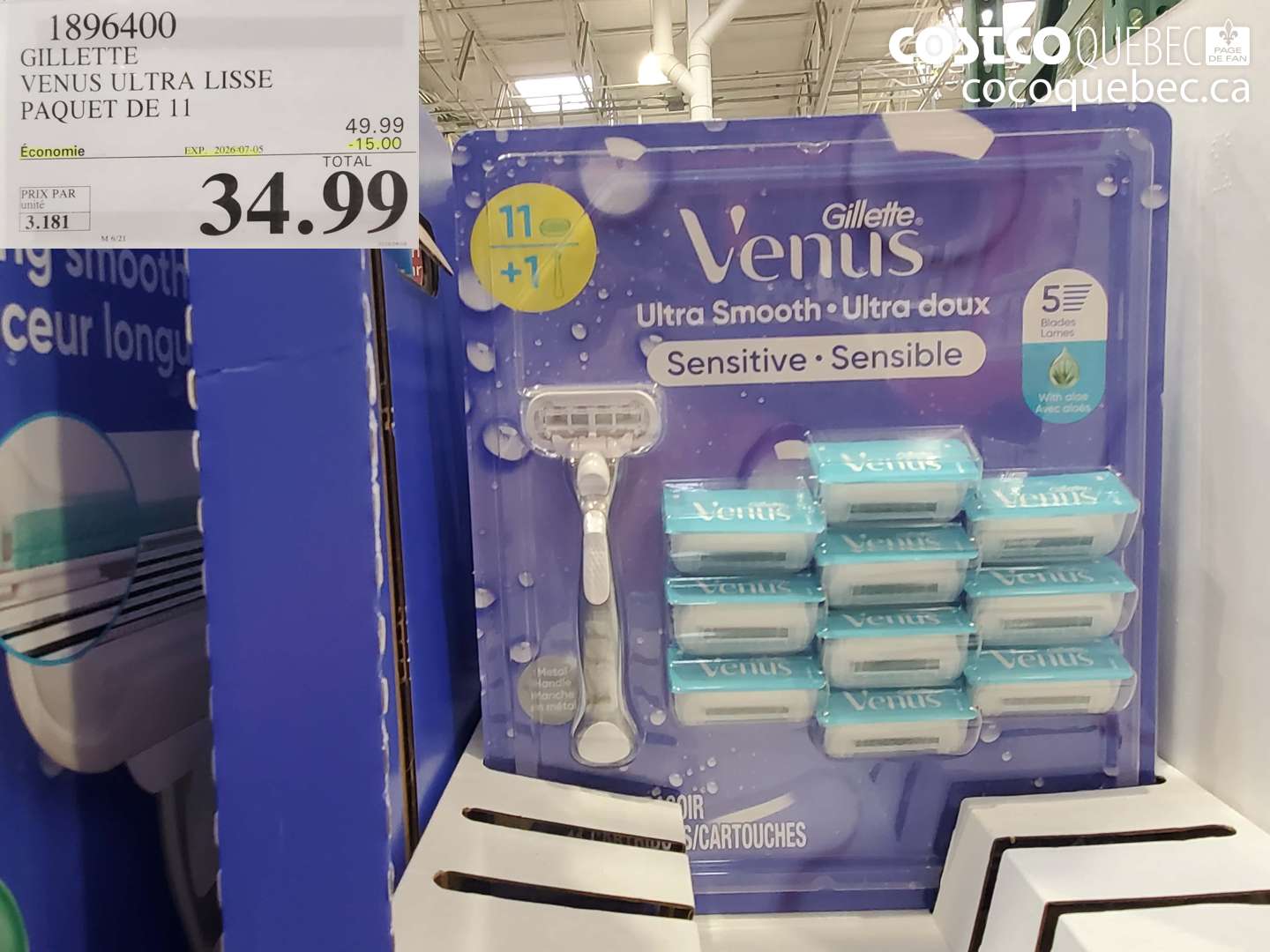 1896400 GILLETTE VENUS ULTRA LISSE PAQUET DE 11 ($15.00 INSTANT SAVINGS EXPIRES ON 2026-07-05) $34.99