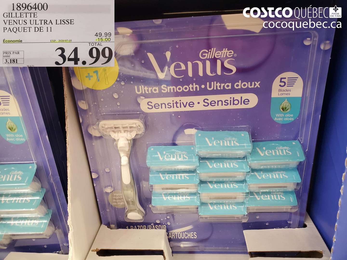 1896400 GILLETTE VENUS ULTRA LISSE PAQUET DE 11 ($15.00 INSTANT SAVINGS EXPIRES ON 2026-07-05) $34.99
