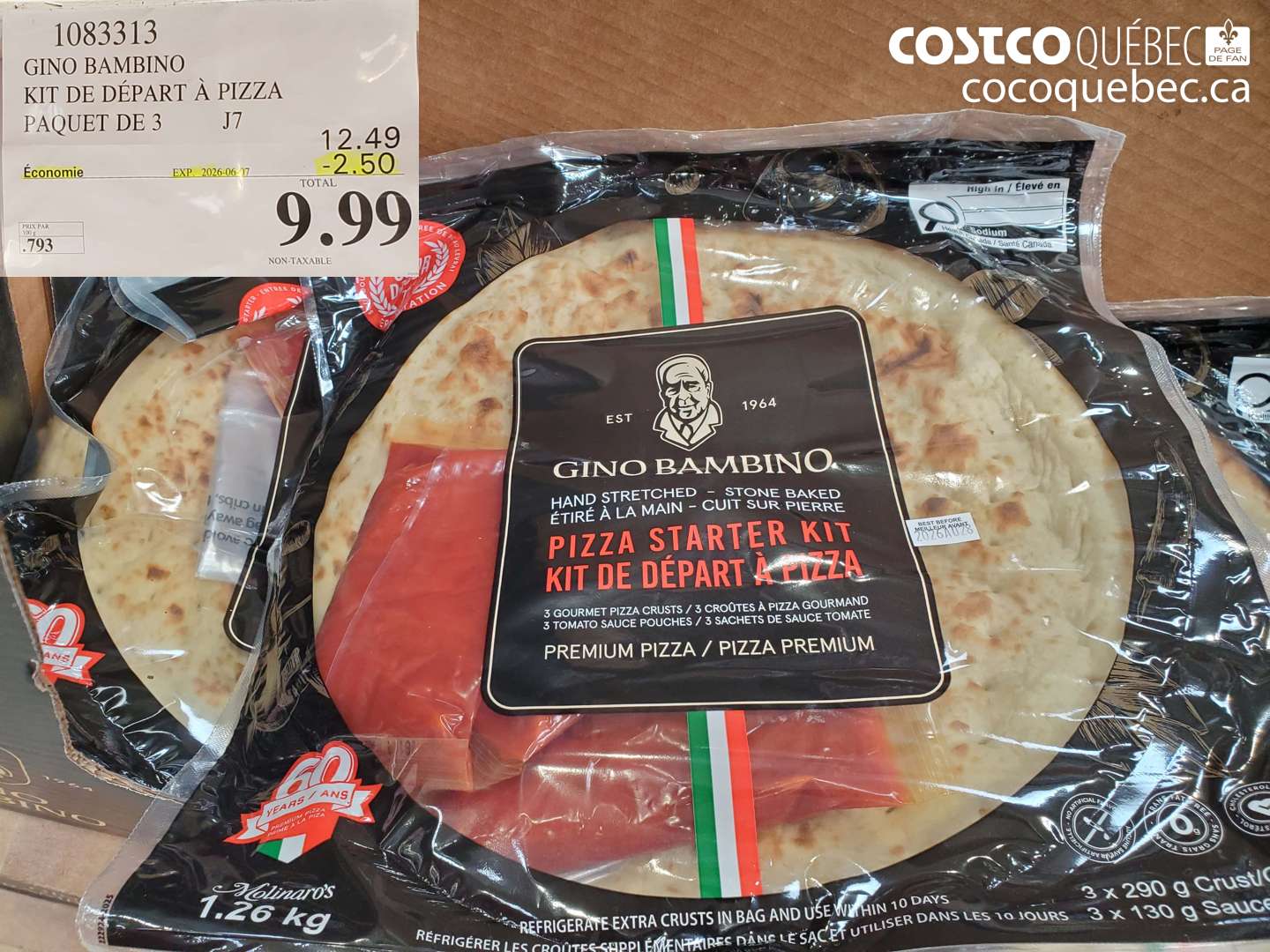 1083313 GINO BAMBINO KIT DE DÉPART À PIZZA PAQUET DE 3 ($2.50 INSTANT SAVINGS EXPIRES ON 2026-06-07) $9.99