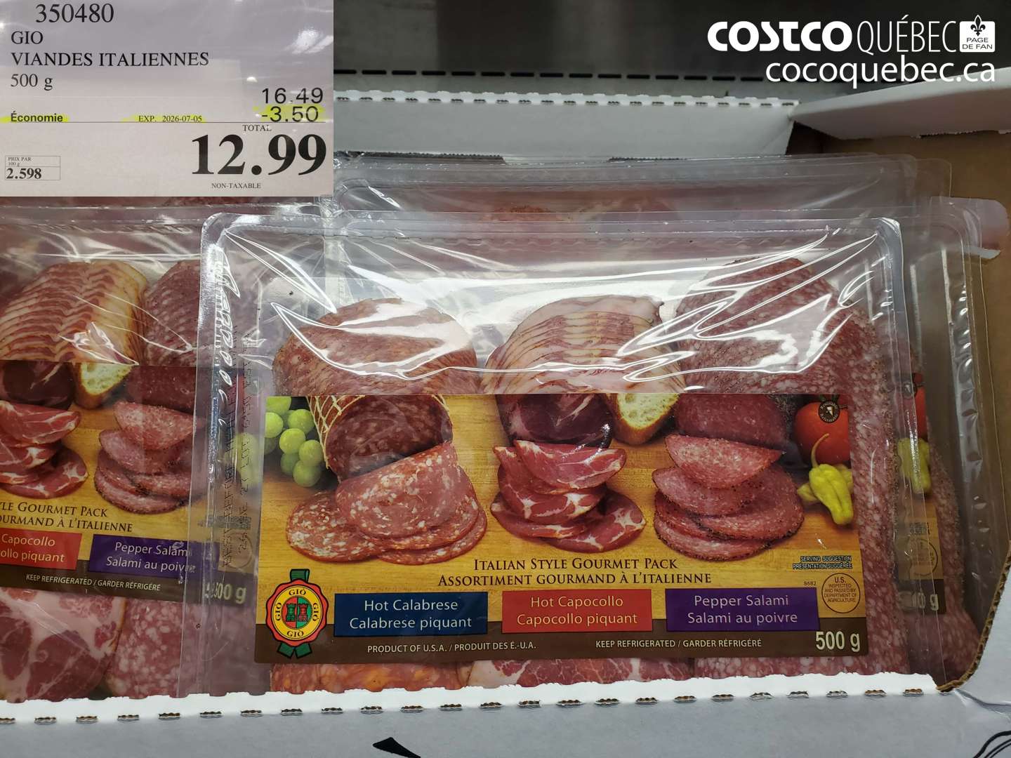 350480 GIO VIANDES ITALIENNES 500 G ($3.50 INSTANT SAVINGS EXPIRES ON 2026-07-05) $12.99