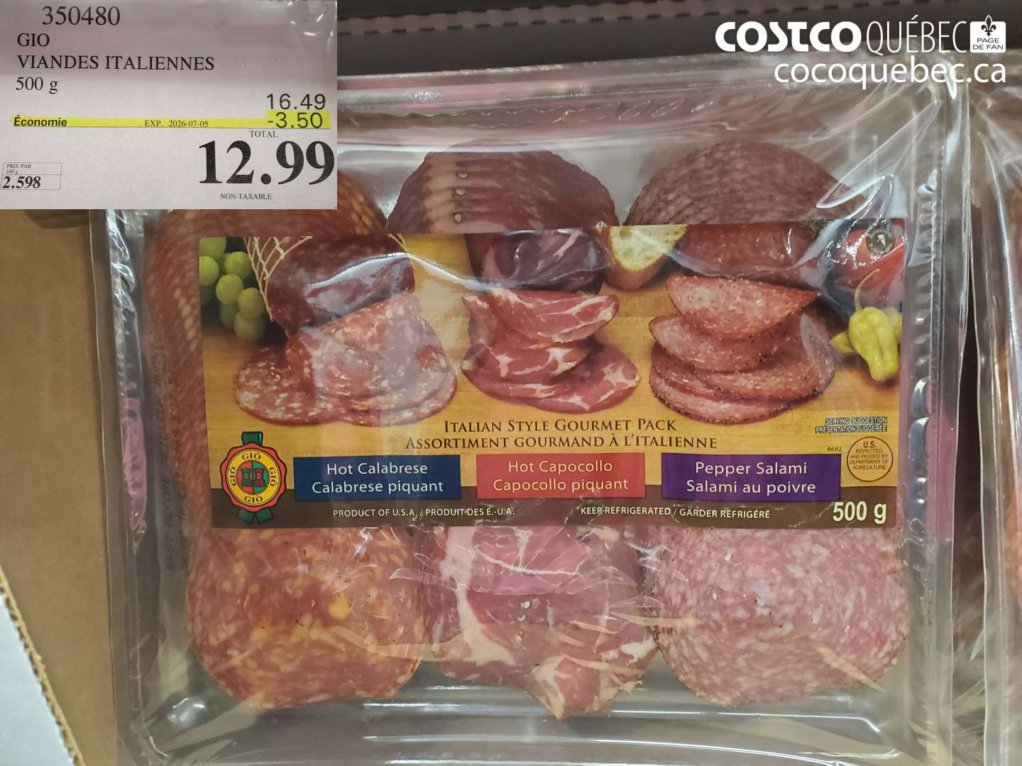 350480 GIO VIANDES ITALIENNES 500 G ($3.50 INSTANT SAVINGS EXPIRES ON 2026-07-05) $12.99