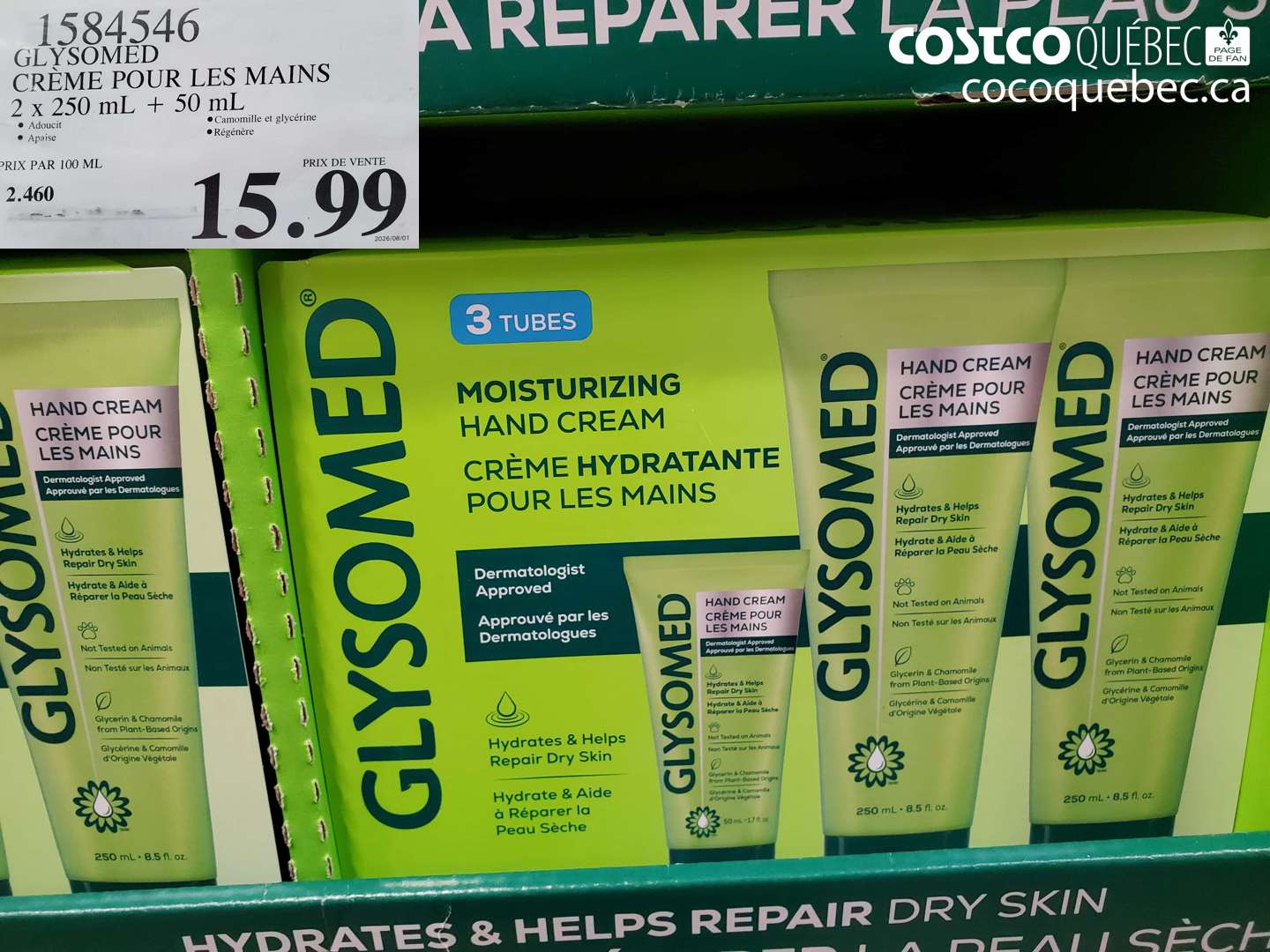 1584546 GLYSOMED CRÈME POUR LES MAINS 2 X 250 ML + 50 ML $15.99