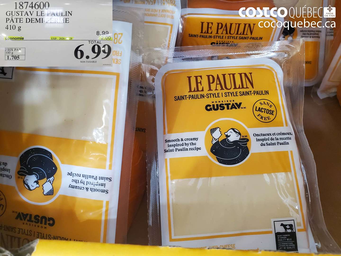 1874600 GUSTAV LE PAULIN PÂTE DEMI-FERME 410 G ($2.00 INSTANT SAVINGS EXPIRES ON 2026-09-28) $6.99