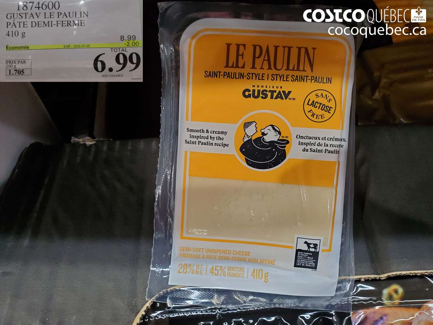 1874600 GUSTAV LE PAULIN PÂTE DEMI-FERME 410 G ($2.00 INSTANT SAVINGS EXPIRES ON 2026-07-05) $6.99