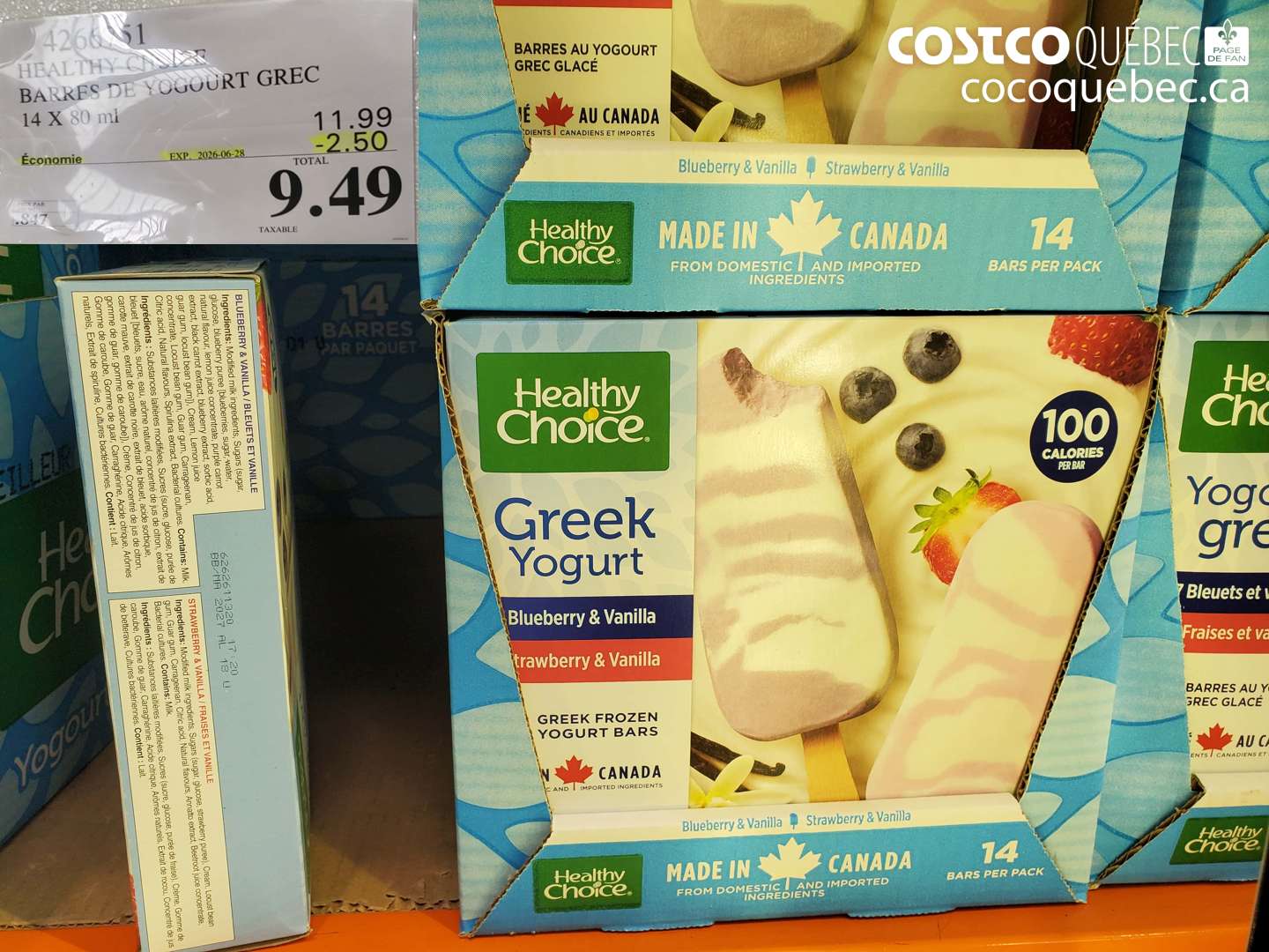 426651 HEALTHY CHOICE BARRES DE YOGOURT GREC 14 X 80 ML ($2.50 INSTANT SAVINGS EXPIRES ON 2026-06-28) $9.49