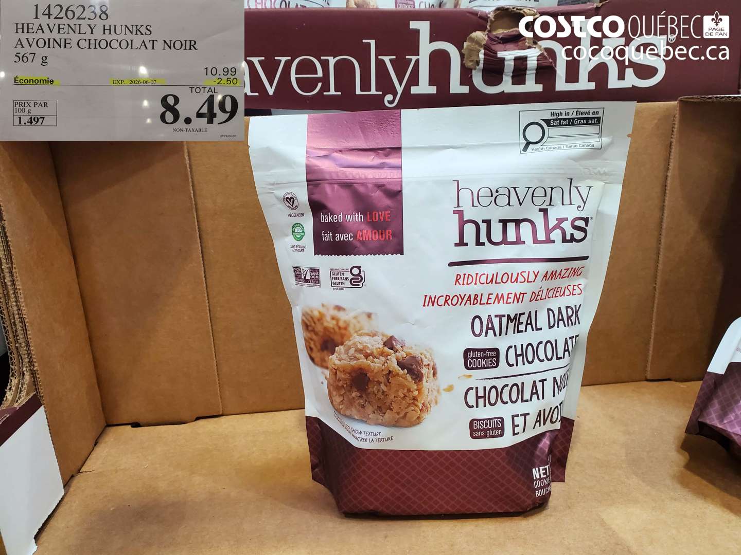 1426238 HEAVENLY HUNKS AVOINE CHOCOLAT NOIR 567 G ($2.50 INSTANT SAVINGS EXPIRES ON 2026-06-07) $8.49
