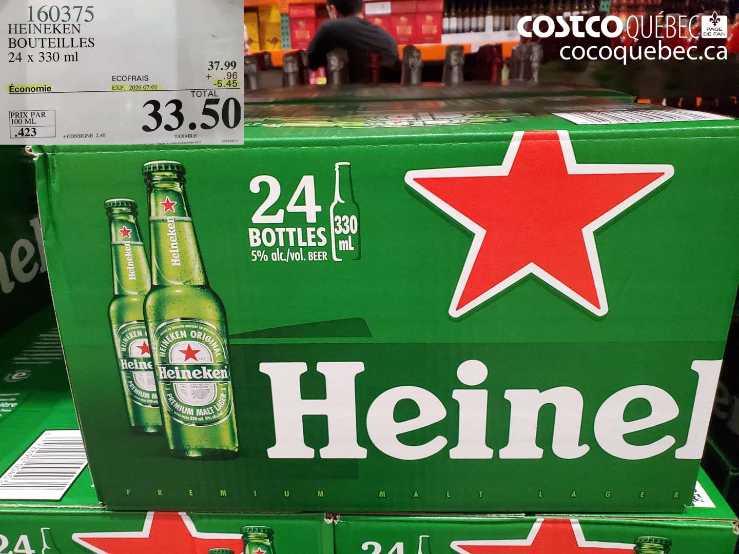 160375 HEINEKEN BOUTEILLES 24 X 330 ML ($5.45 INSTANT SAVINGS EXPIRES ON 2026-07-01) $33.50