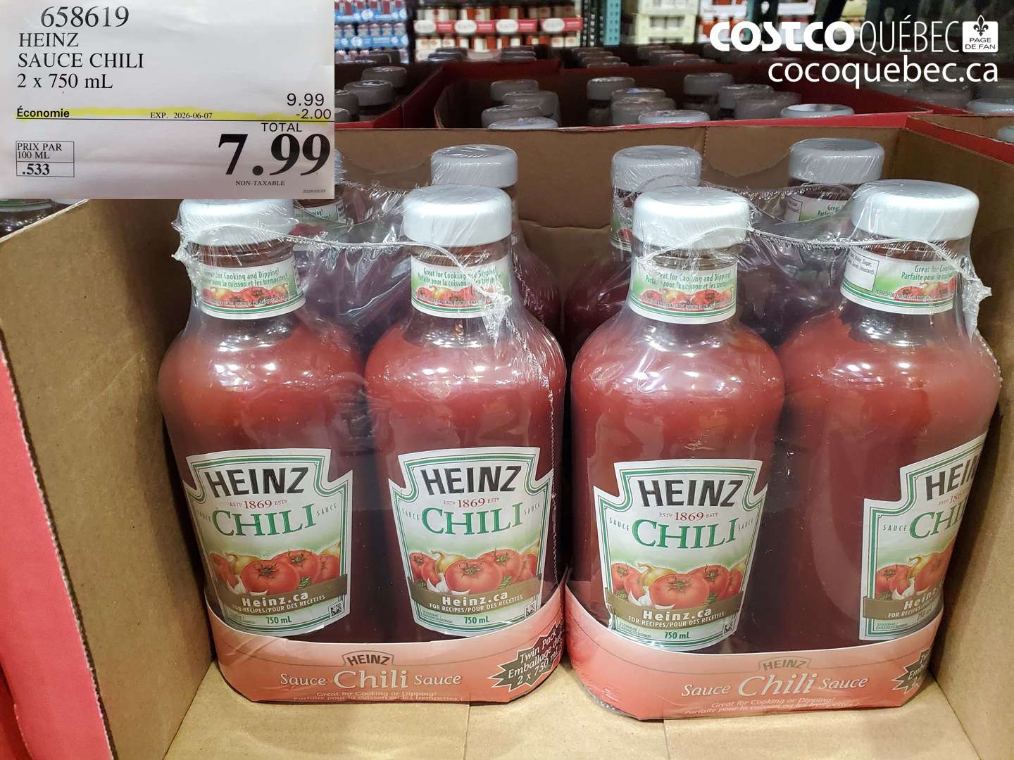 658619 HEINZ SAUCE CHILI 2 X 750 ML ($2.00 INSTANT SAVINGS EXPIRES ON 2026-06-07) $7.99
