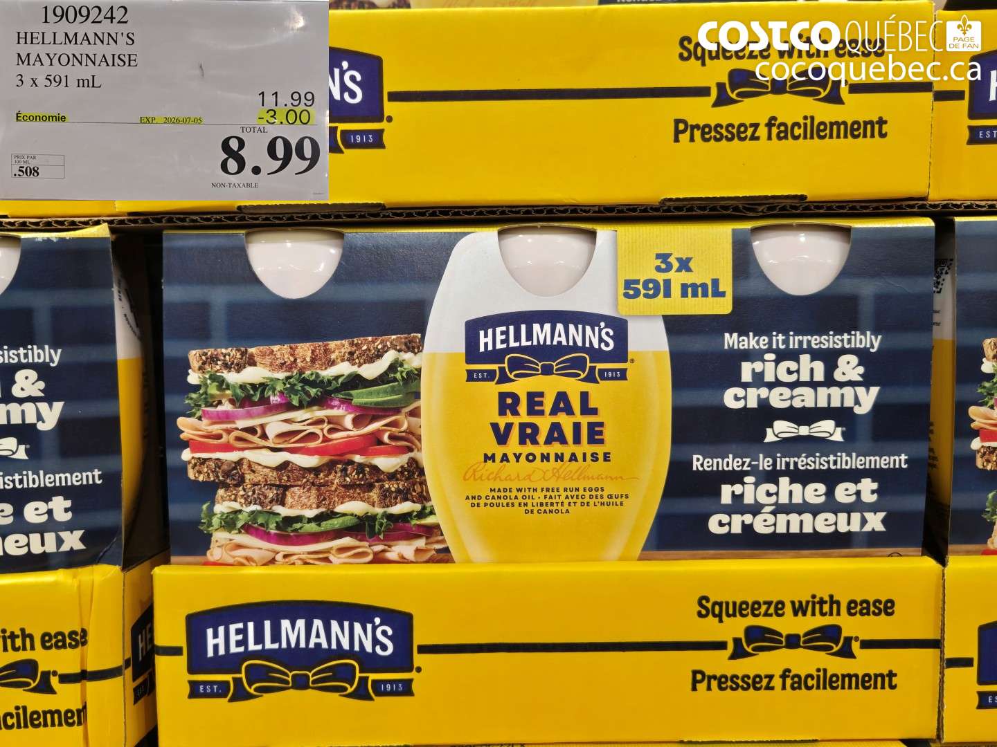 1909242 HELLMANN'S MAYONNAISE ($3.00 INSTANT SAVINGS EXPIRES ON 2026-07-05) $8.99