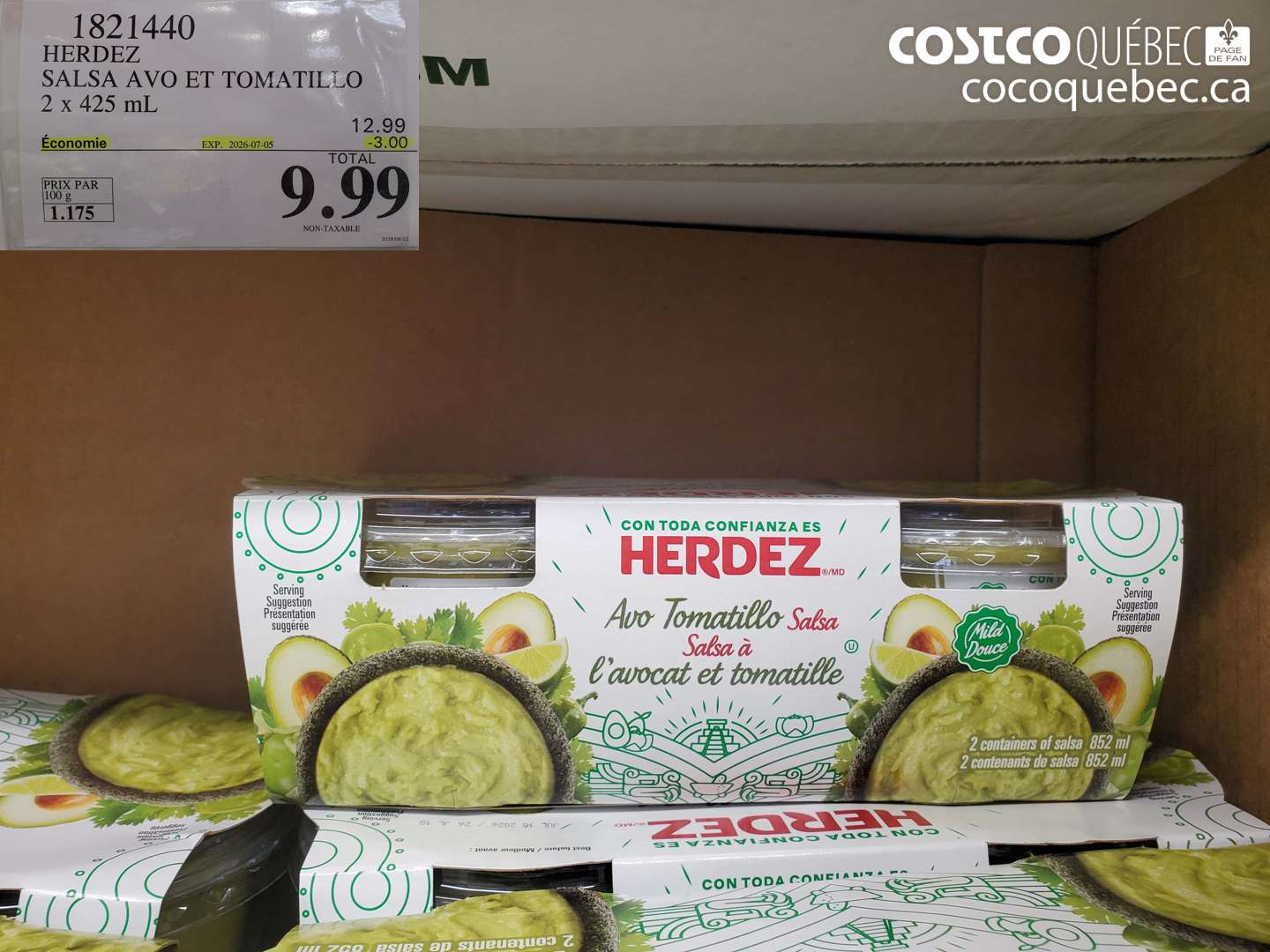 1821440 HERDEZ SALSA AVO ET TOMATILLO 2 X 425 ML ($3.00 INSTANT SAVINGS EXPIRES ON 2026-07-05) $9.99