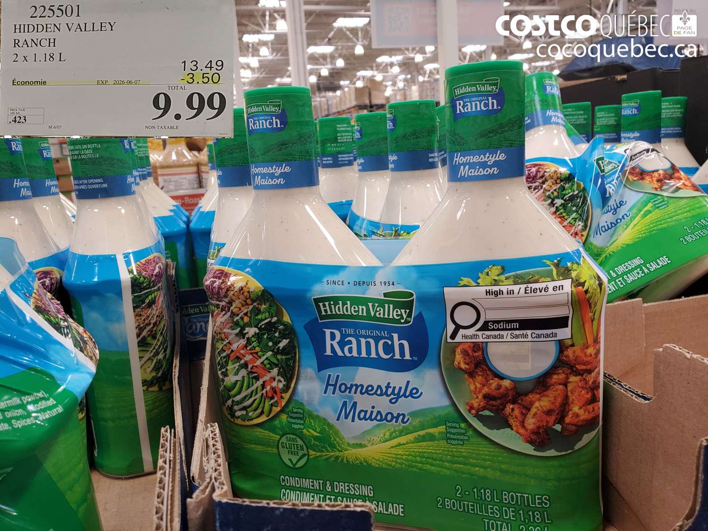 225501 HIDDEN VALLEY RANCH 2 X 1.18 L ($3.50 INSTANT SAVINGS EXPIRES ON 2026-06-07) $9.99