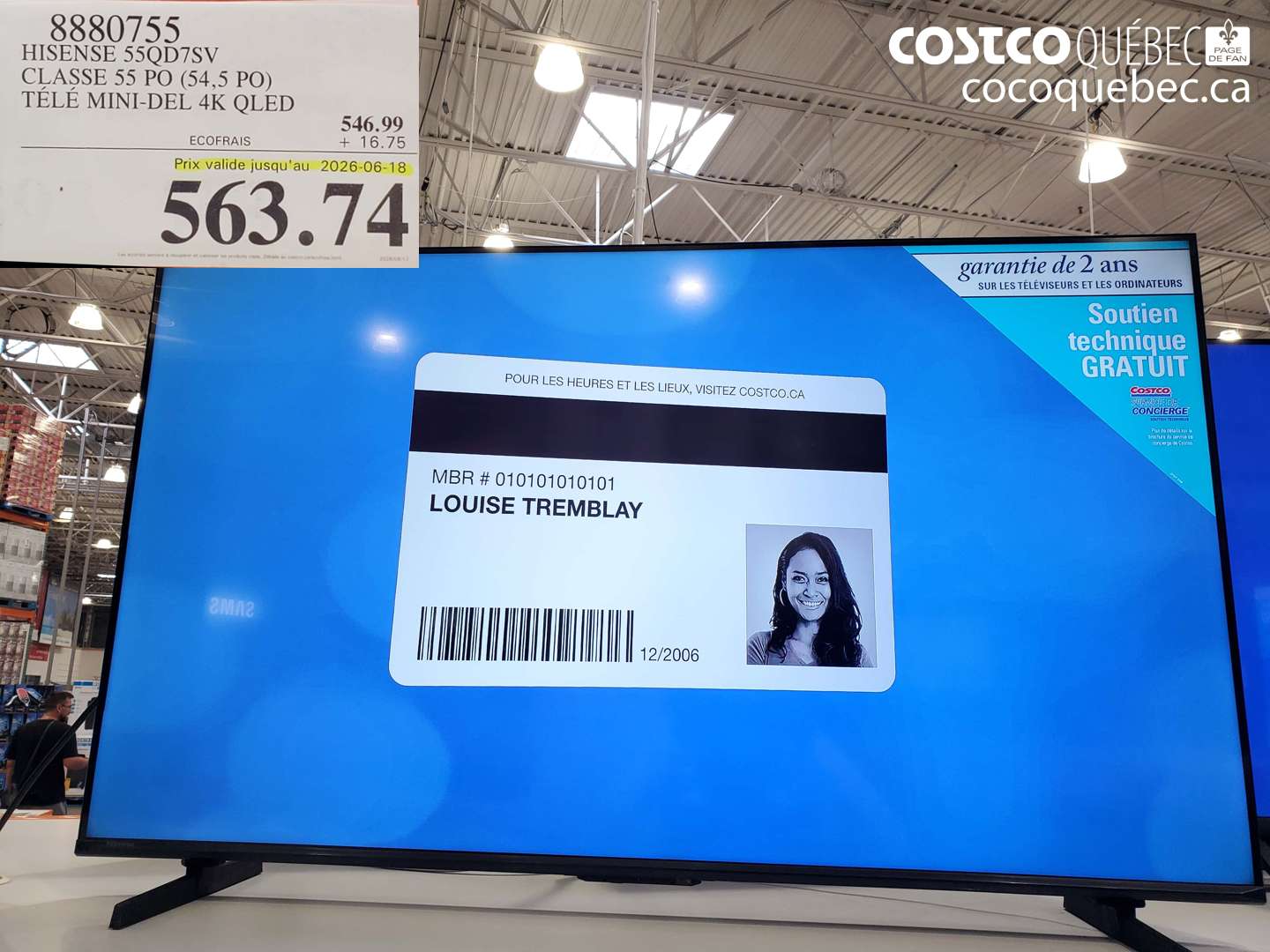 8880755 HISENSE 55QD7SV CLASSE 55 PO (54.5 PO) TÉLÉ MINI-DEL 4K QLED (EXPIRES ON 2026-06-18) $563.74
