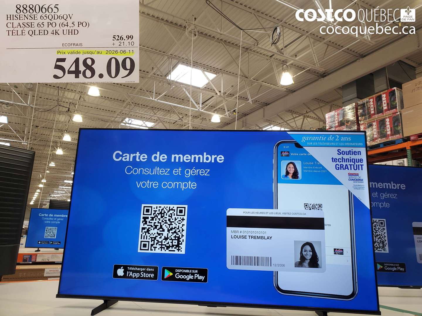 8880665 HISENSE 65QD6QV CLASSE 65 PO (64.5 PO) TÉLÉ QLED 4K UHD (EXPIRES ON 2026-06-11) $548.09