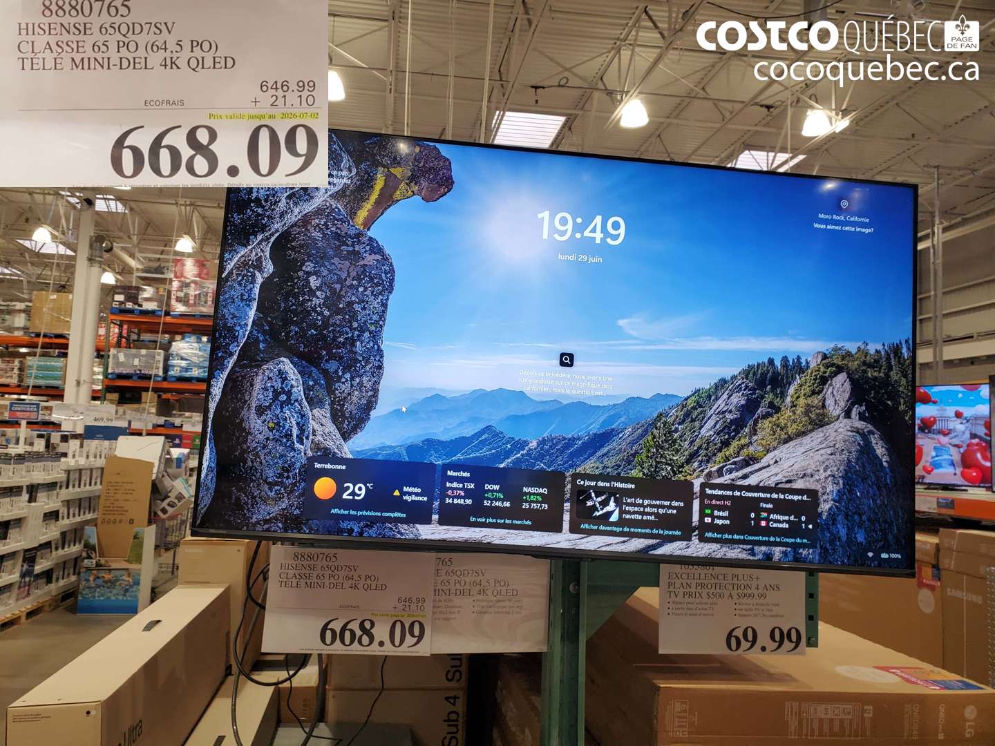 8880765 HISENSE 65QD7SV CLASSE 65 PO (64.5 PO) TÉLÉ MINI-DEL 4K QLED (EXPIRES ON 2026-07-02) $668.09