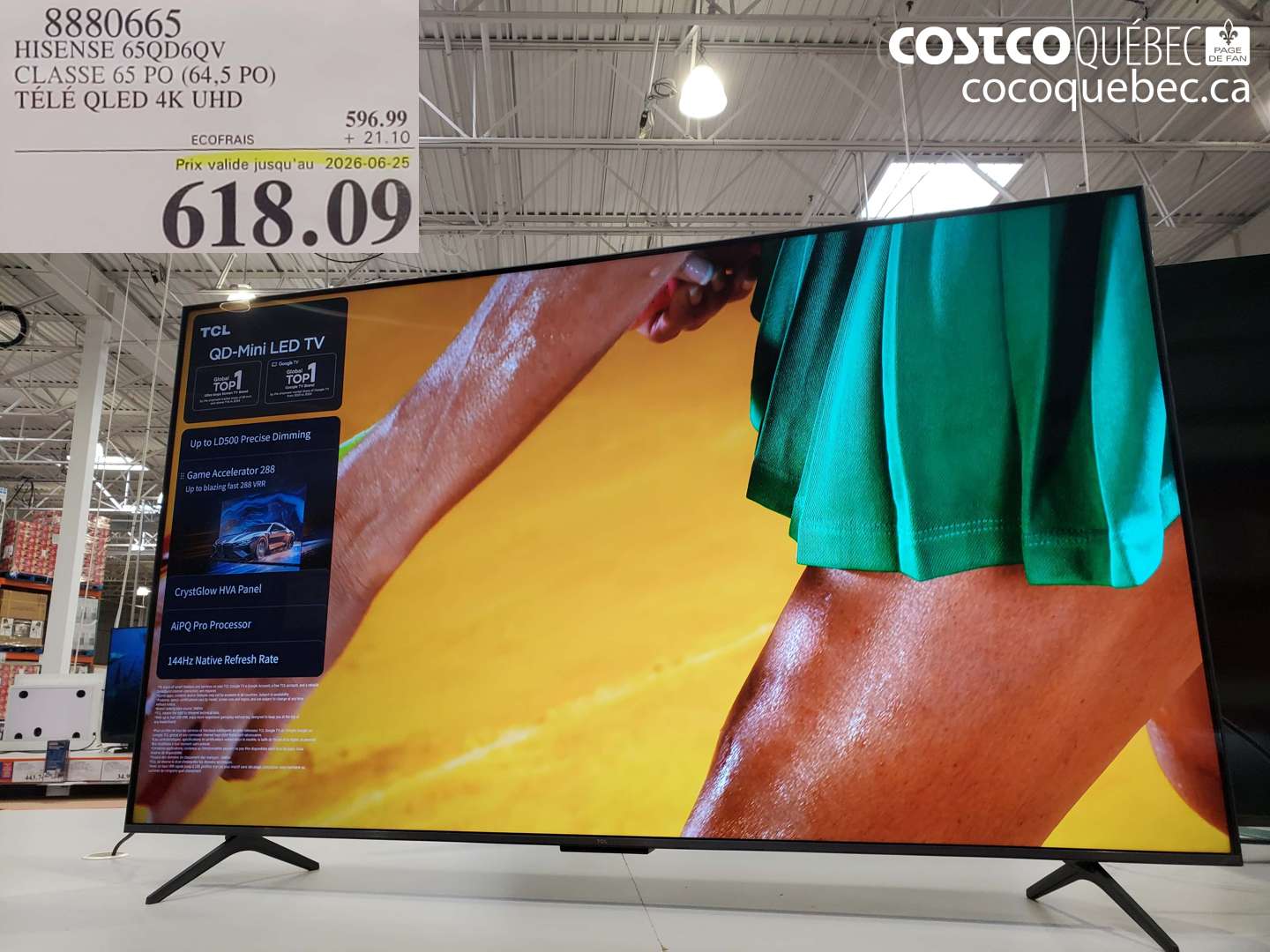 8880665 HISENSE 65QDQV CLASSE 65 PO (64.5 PO) TÉLÉ QLED 4K UHD (EXPIRES ON 2026-06-25) $618.09