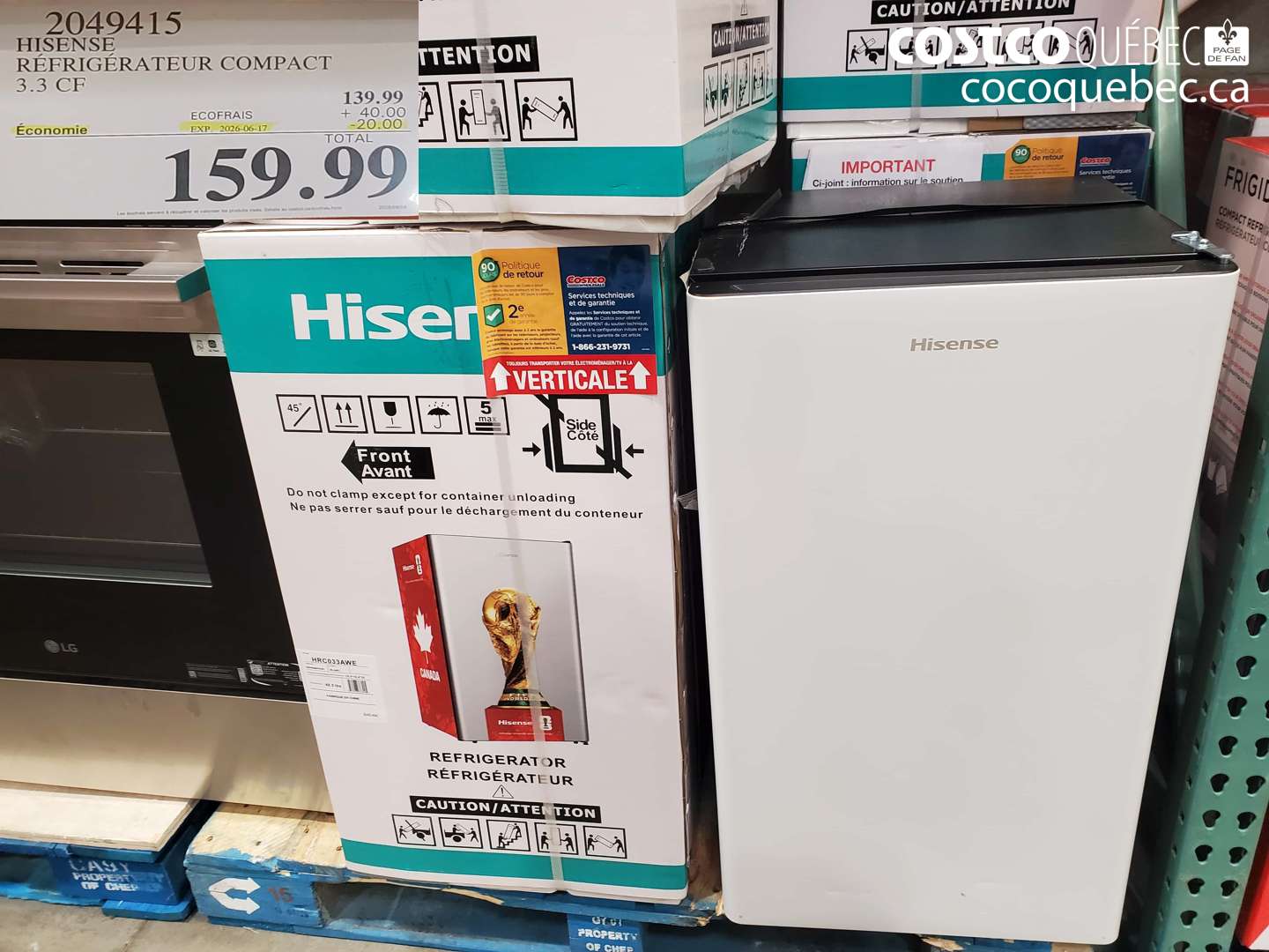 2049415 HISENSE RÉFRIGÉRATEUR COMPACT 3.3 CF ($20.00 INSTANT SAVINGS EXPIRES ON 2026-06-17) $159.99