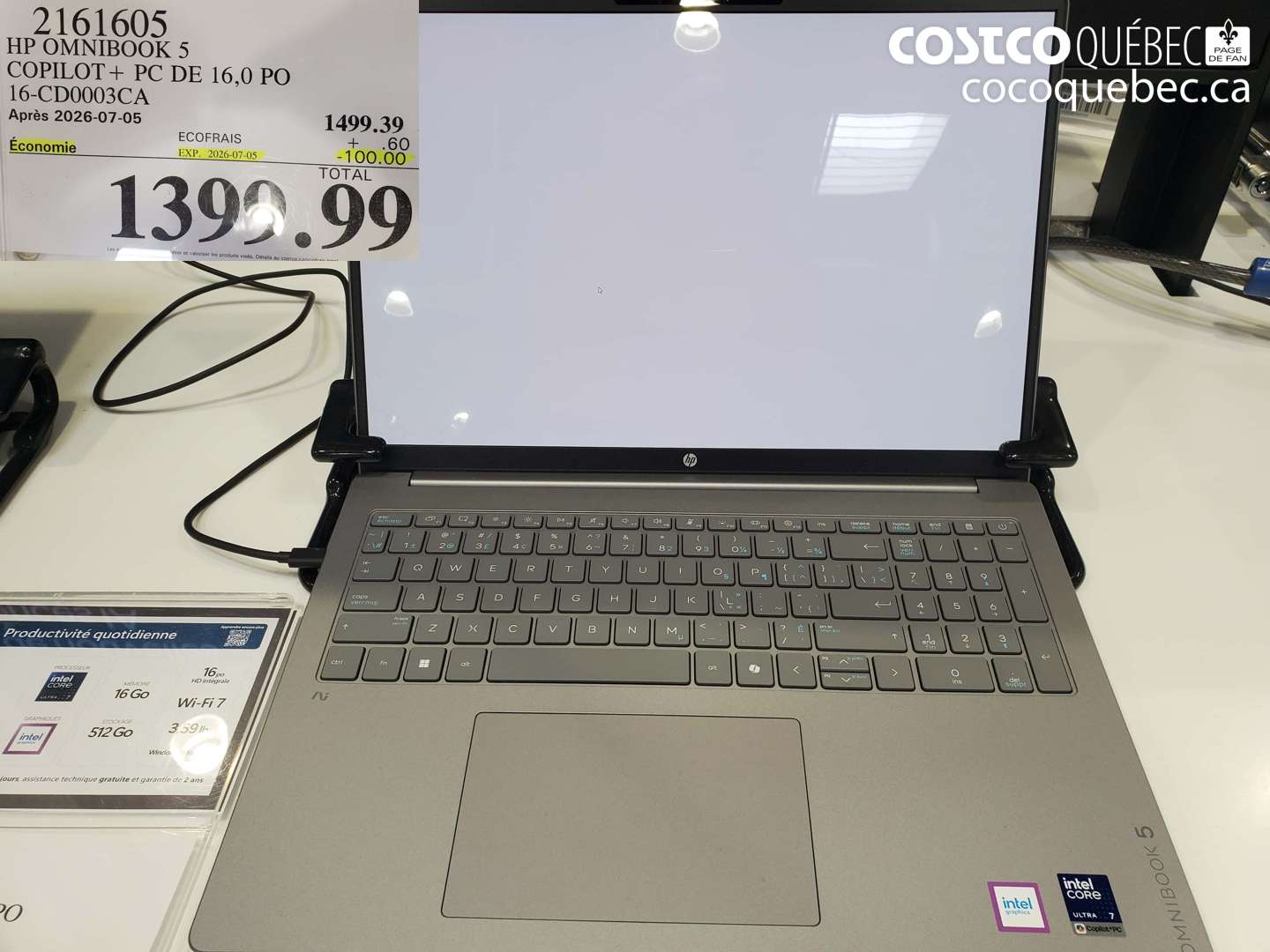 2161605 HP OMNIBOOK 5 COPILOT+ PC DE 16.0 PO 16-CD0003CA ($100.00 INSTANT SAVINGS EXPIRES ON 2026-07-05) $1399.99