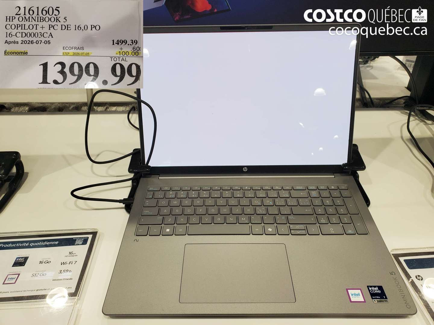 2161605 HP OMNIBOOK 5 COPILOT+ PC DE 16.0 PO 16-CD0003CA ($100.00 INSTANT SAVINGS EXPIRES ON 2026-07-05) $1399.99